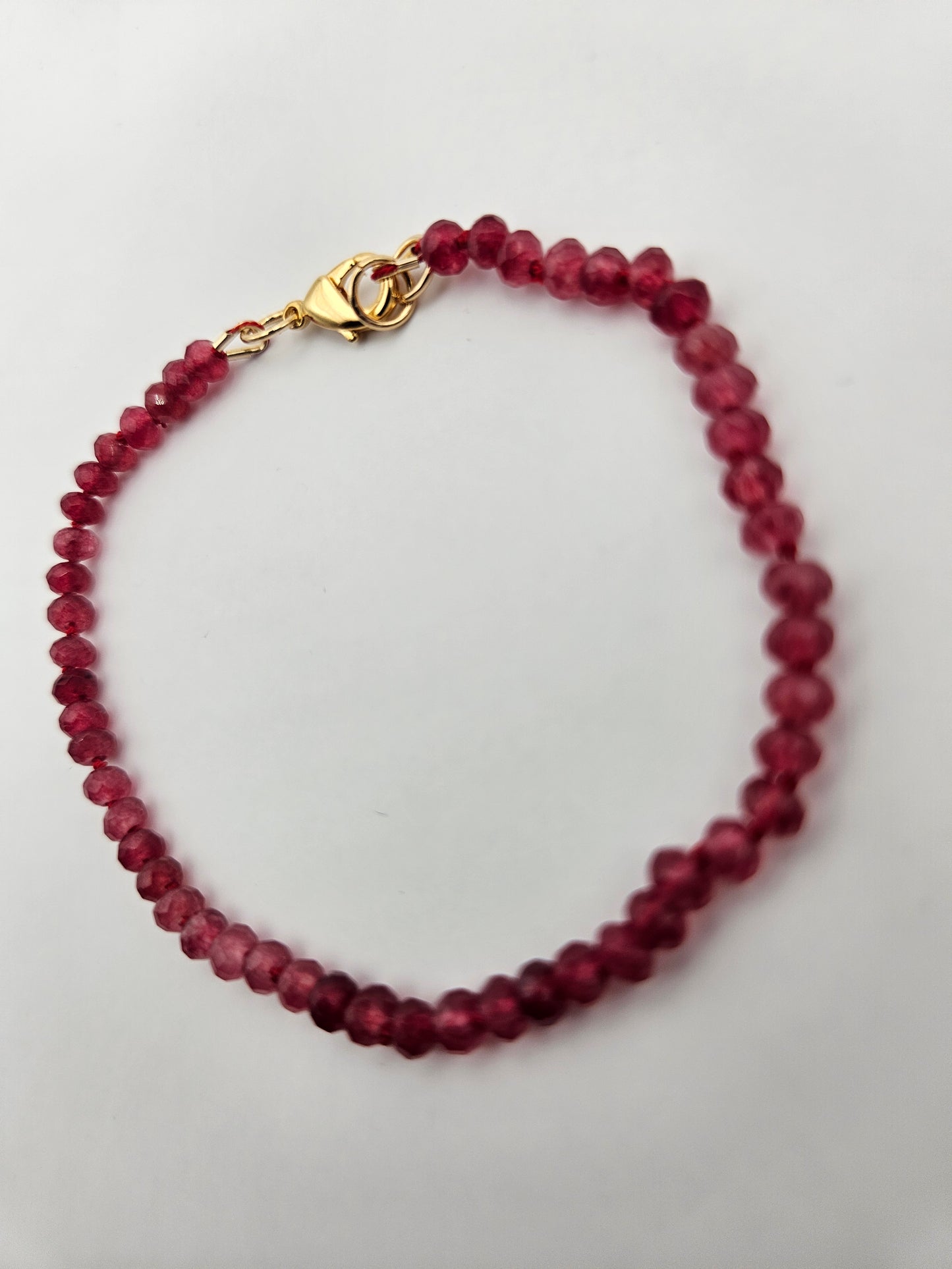 Genuine Natural Ruby Faceted Rondelle Bead 14k GF Bracelet