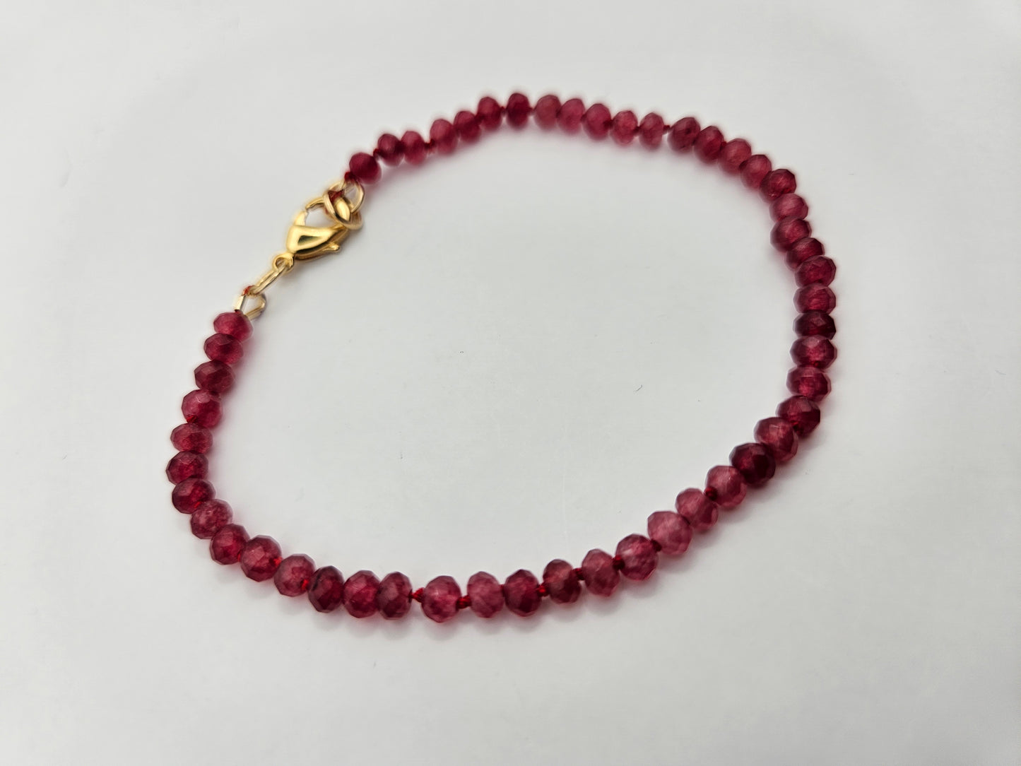 Genuine Natural Ruby Faceted Rondelle Bead 14k GF Bracelet