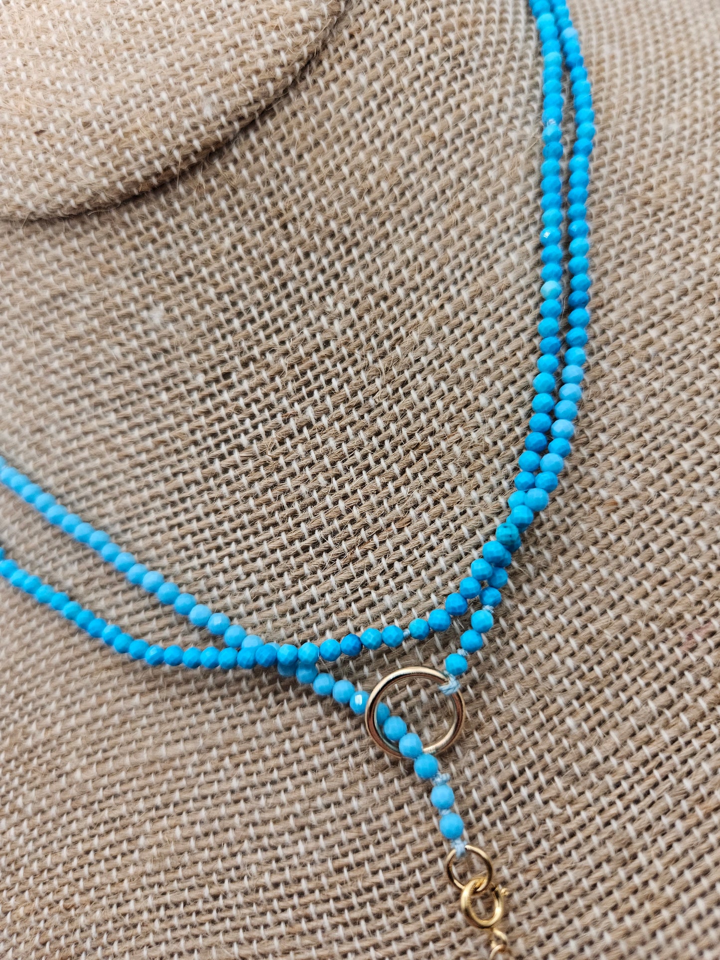 Genuine Turquoise & Copper Turquoise Drops 14k GF Lariat Necklace (Handmade/NWT)