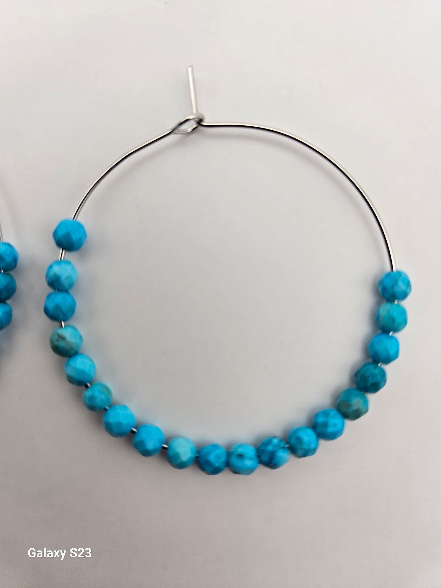 Genuine Faceted 4mm Turquoise Beads on 2" 14k GF Hoop Earrings (Yellow or White Gold) (Copy)