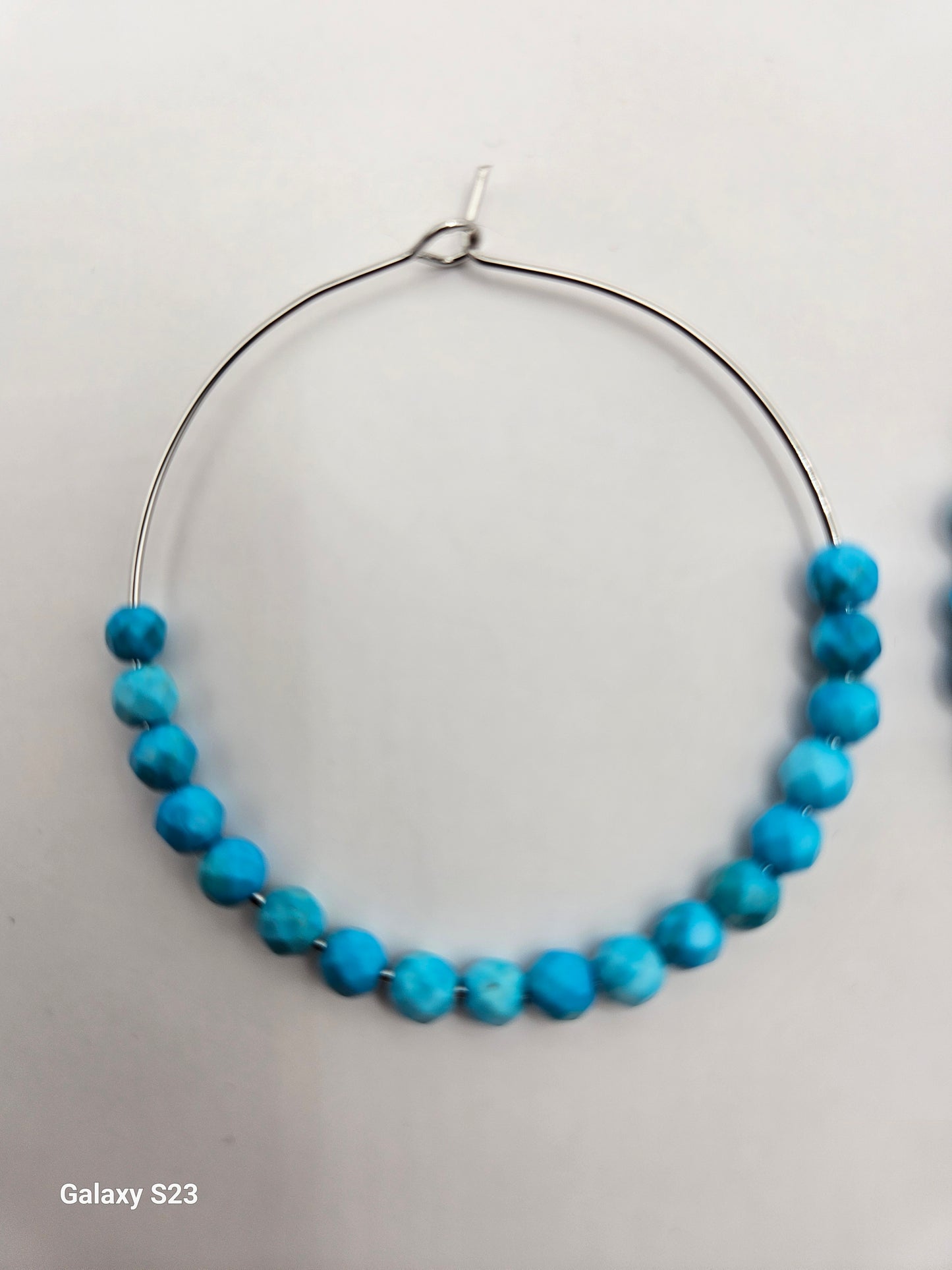 Genuine Faceted 4mm Turquoise Beads on 2" 14k GF Hoop Earrings (Yellow or White Gold) (Copy)