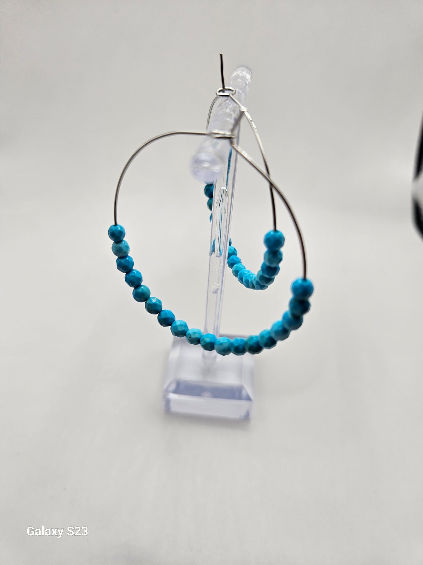 Genuine Faceted 4mm Turquoise Beads on 2" 14k GF Hoop Earrings (Yellow or White Gold) (Copy)