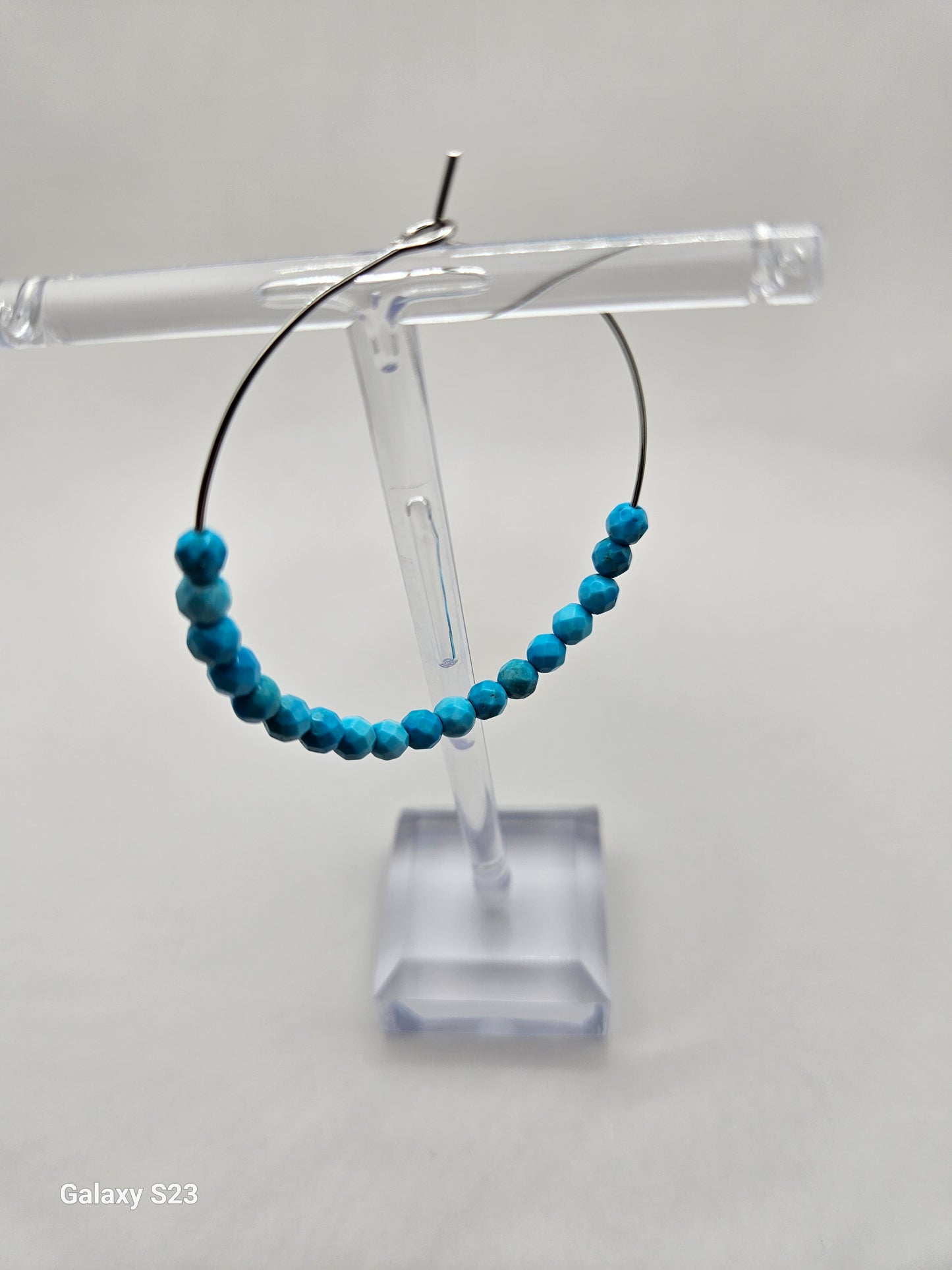 Genuine Faceted 4mm Turquoise Beads on 2" 14k GF Hoop Earrings (Yellow or White Gold) (Copy)