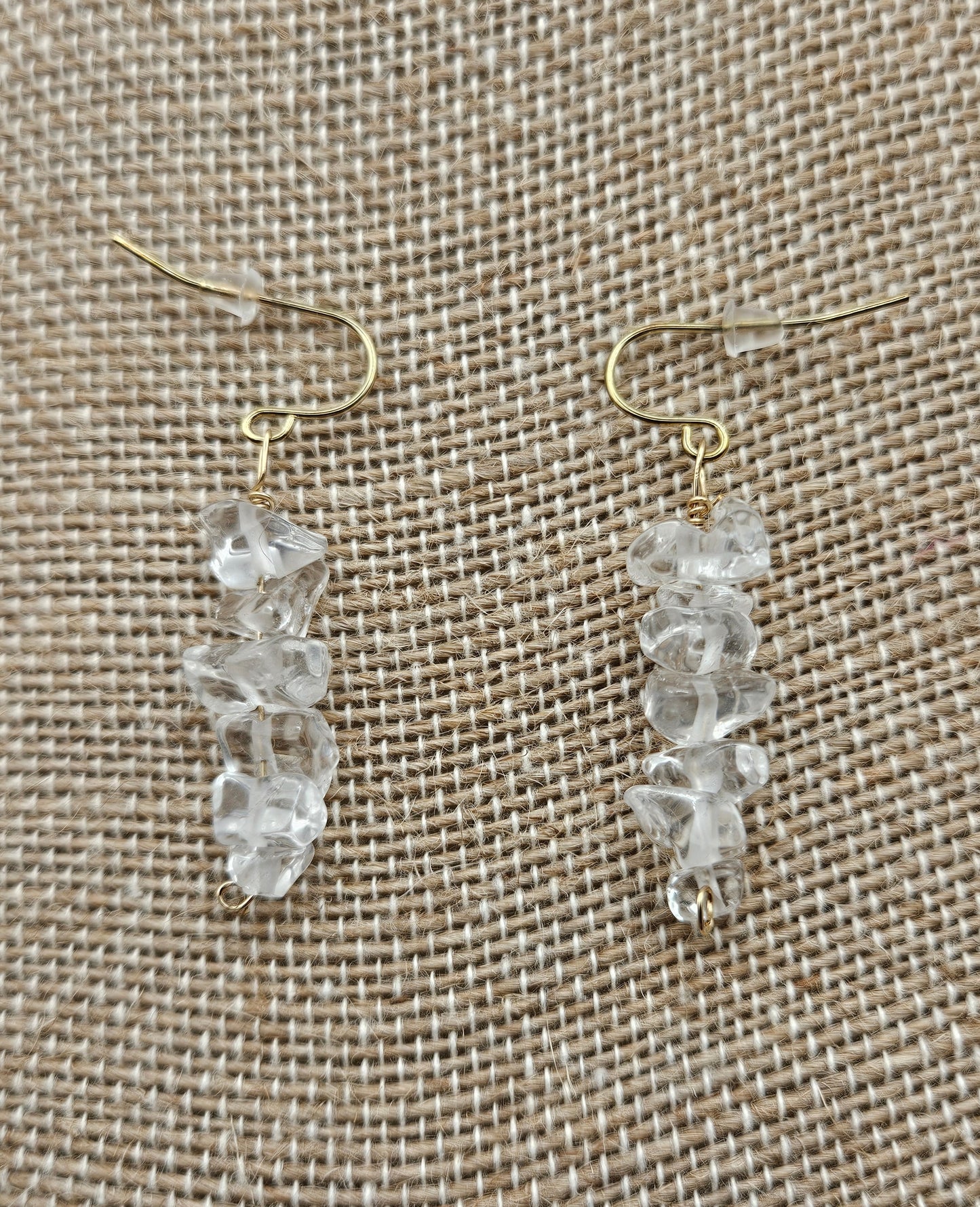 Genuine Clear Quartz Smooth Nugget Bead Drop 14k GF Earrings