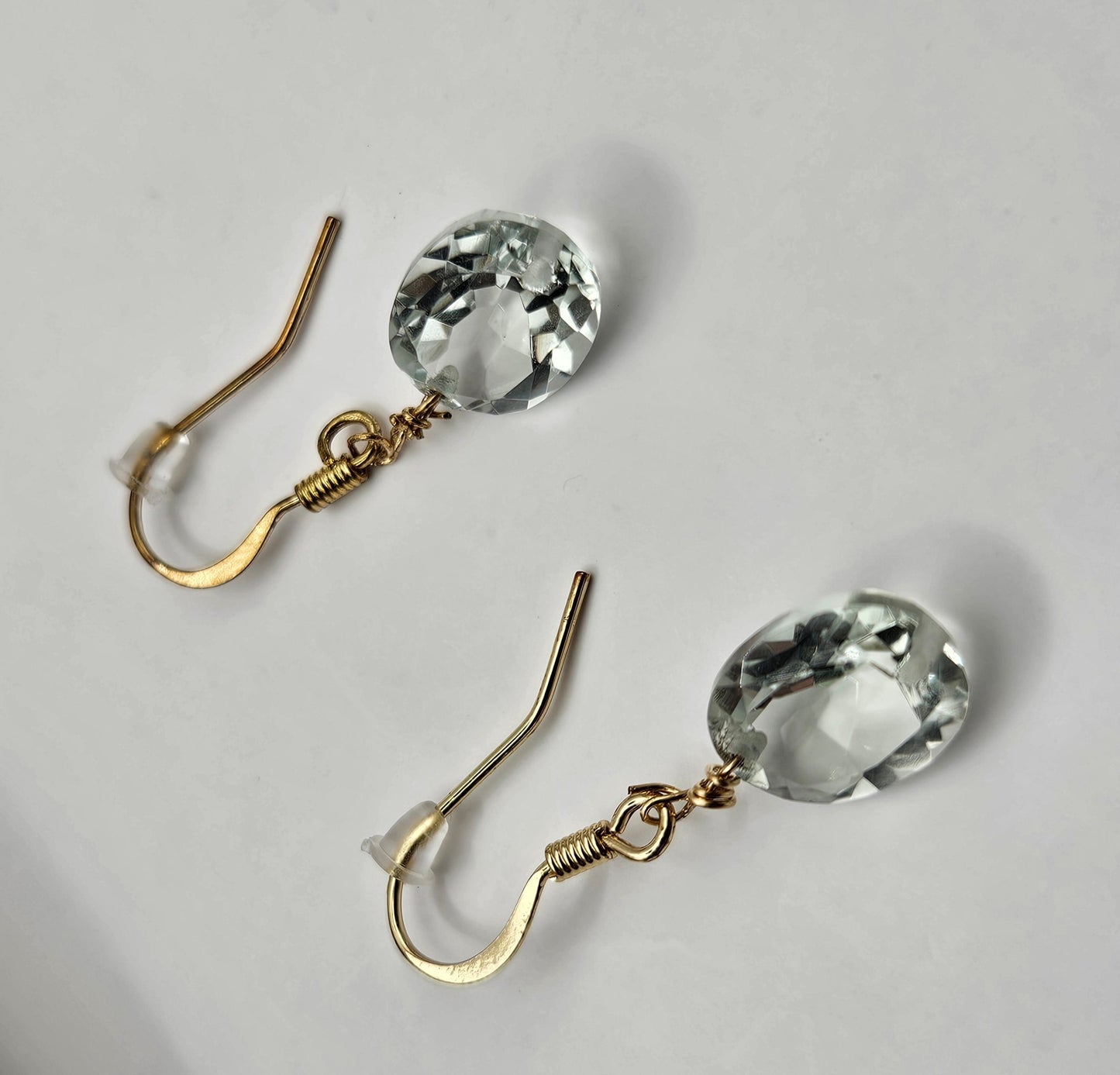 Genuine Green Garnet Oval Face Cut Drop 14k GF Earrings