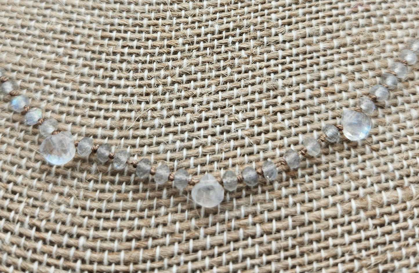 Genuine Faceted Labradorite Strand w/ Pear Shaped Moonstone 14k GF Necklace