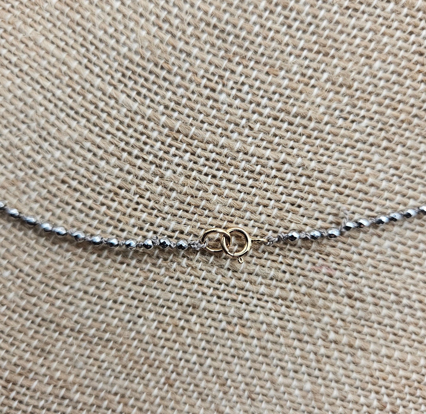 Genuine Faceted Silver Hematite Strand w/ Pear Shaped Moonstone 14k GF Necklace