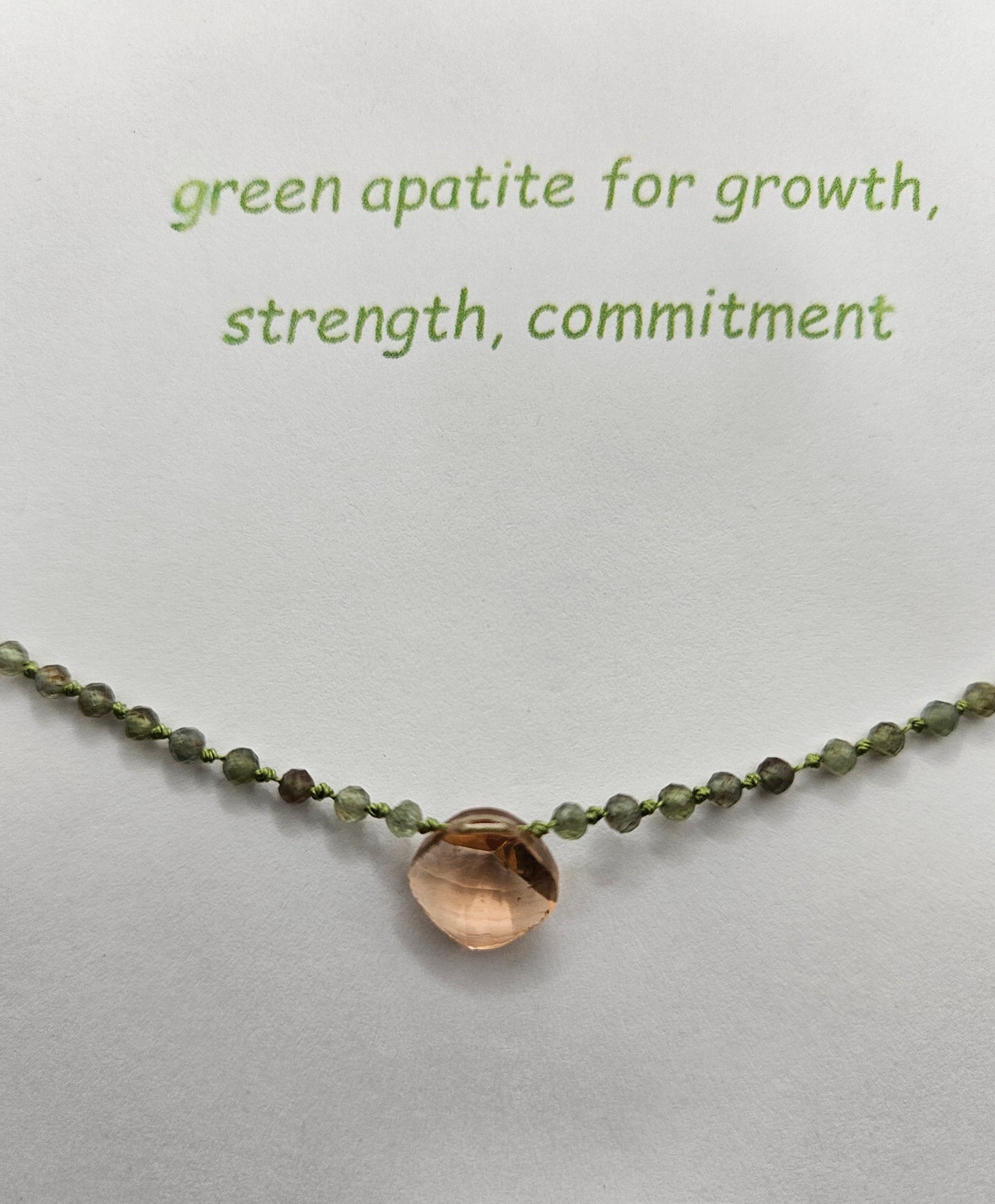 Genuine Faceted Green Apatite Strand & Champagne Quartz Face Cut Focal 14k GF Necklace