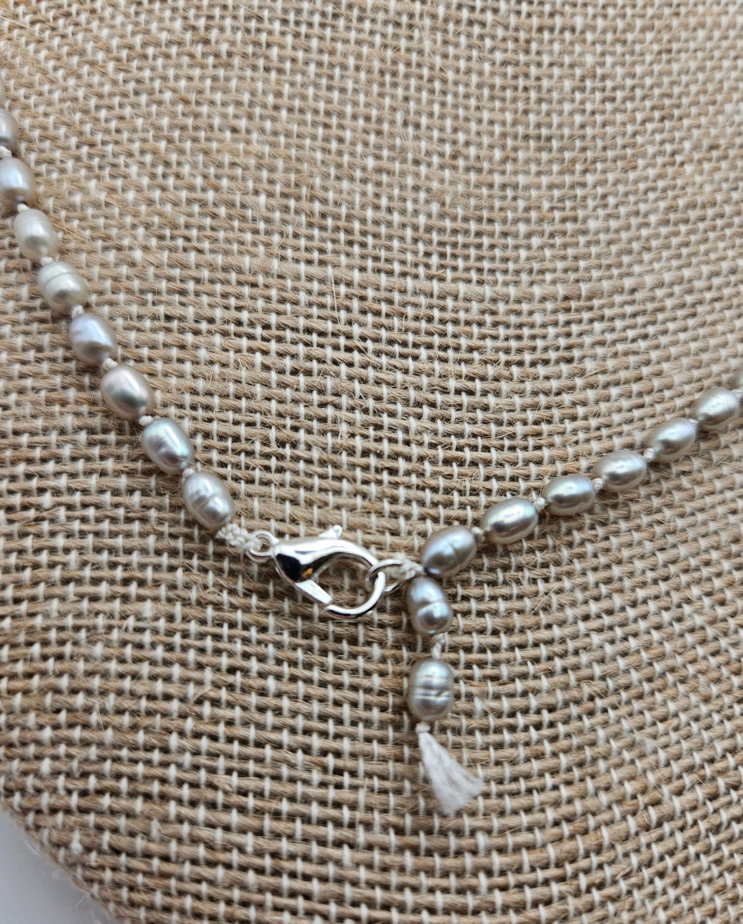 Genuine Silver Freshwater Rice Pearl & Moonstone 14k GF Necklace