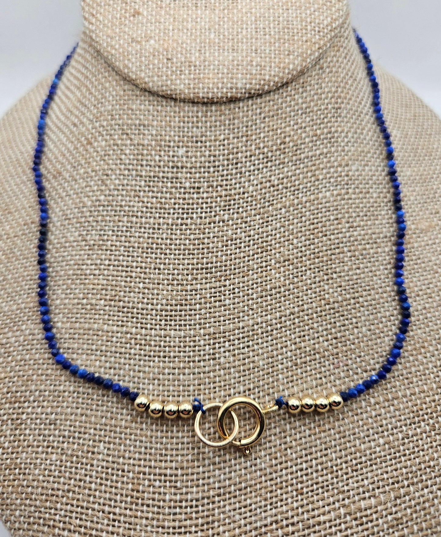 Genuine Natural Sapphire Faceted Bead 14k GF Strand Necklace