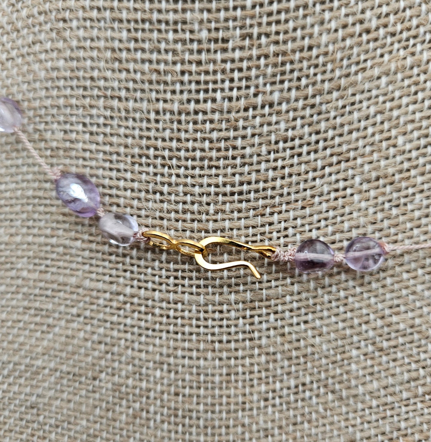 Genuine Ametrine Pebble Bead Silk Cord 14k GF Necklace