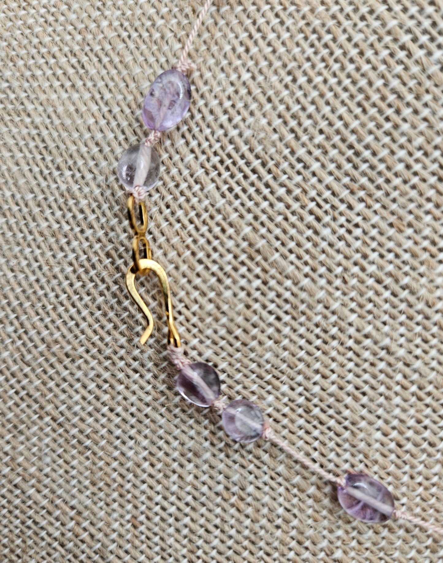 Genuine Ametrine Pebble Bead Silk Cord 14k GF Necklace