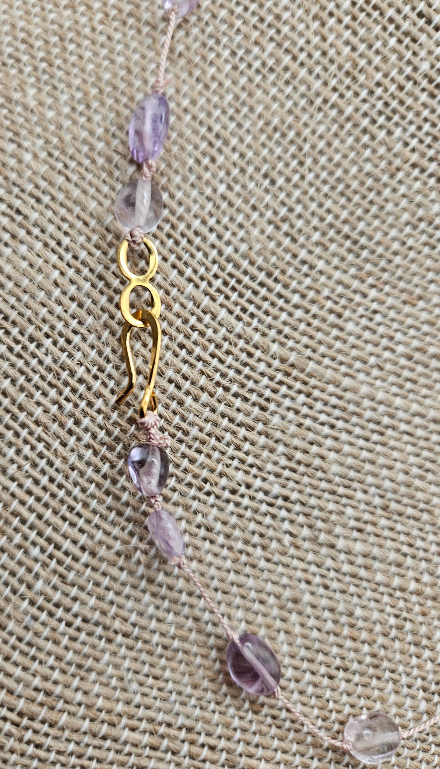 Genuine Ametrine Pebble Bead Silk Cord 14k GF Necklace