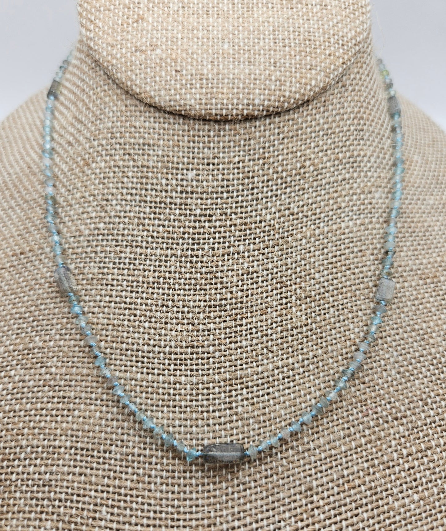 Genuine Faceted Saucer & Smooth Rectangle Labradorite Strand 14k GF Necklace