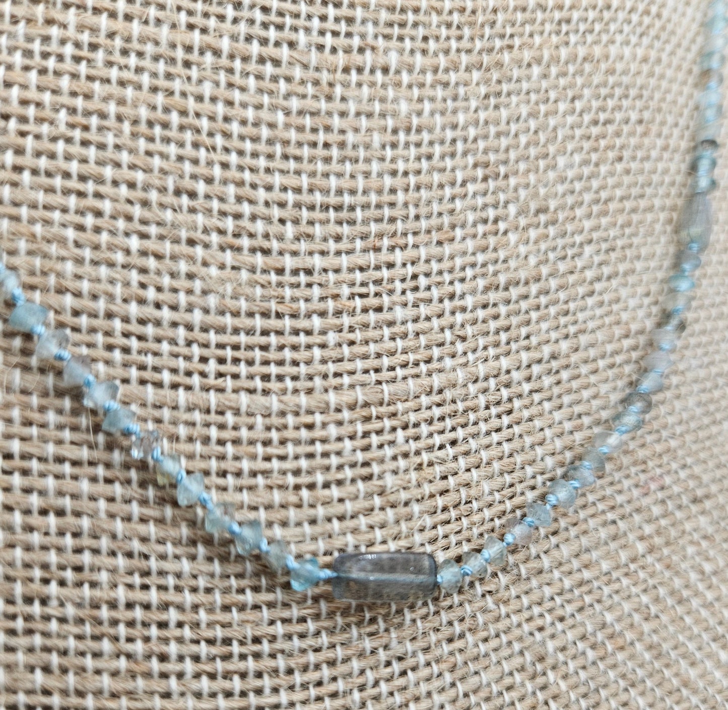 Genuine Faceted Saucer & Smooth Rectangle Labradorite Strand 14k GF Necklace