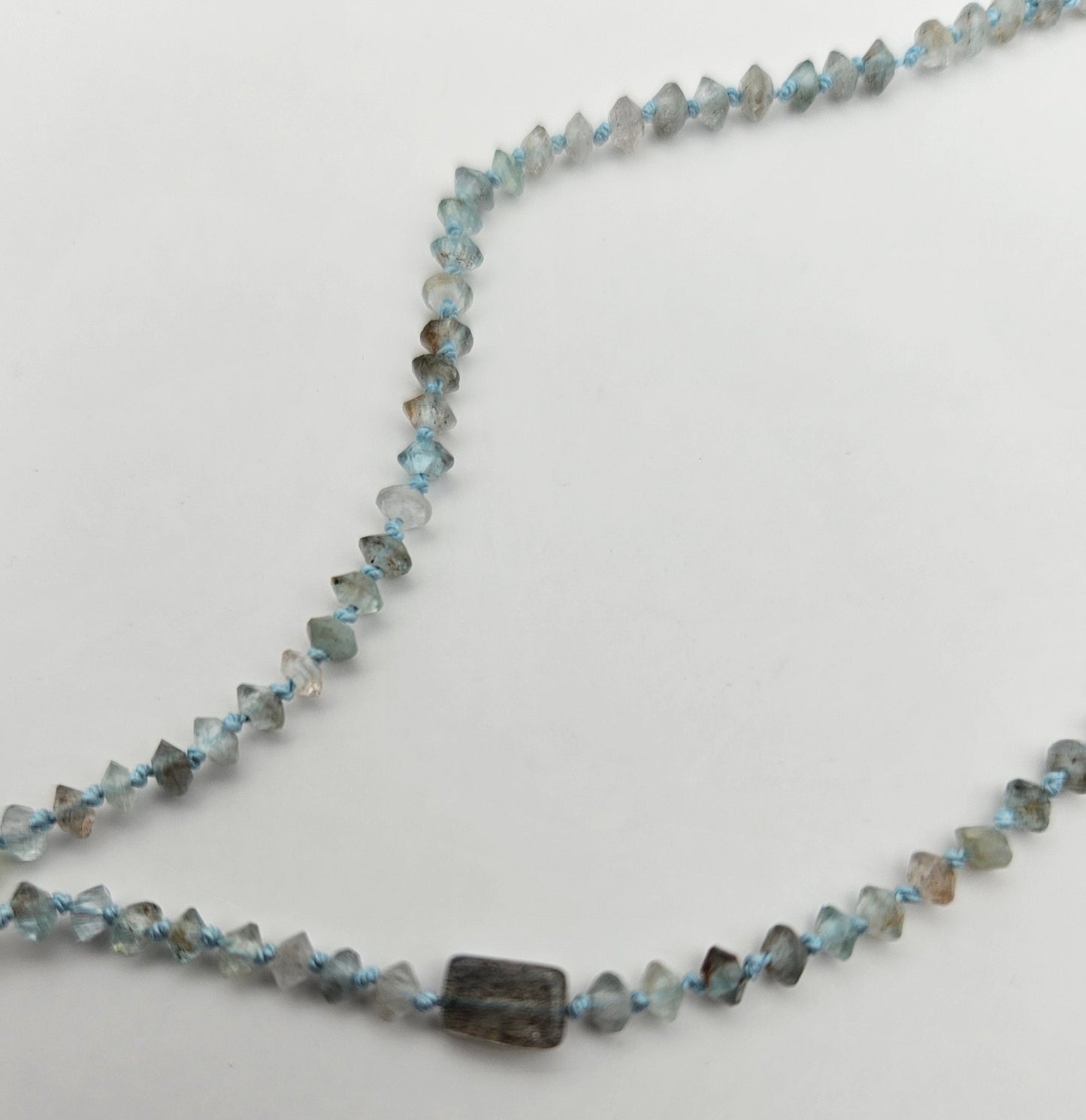 Genuine Faceted Saucer & Smooth Rectangle Labradorite Strand 14k GF Necklace