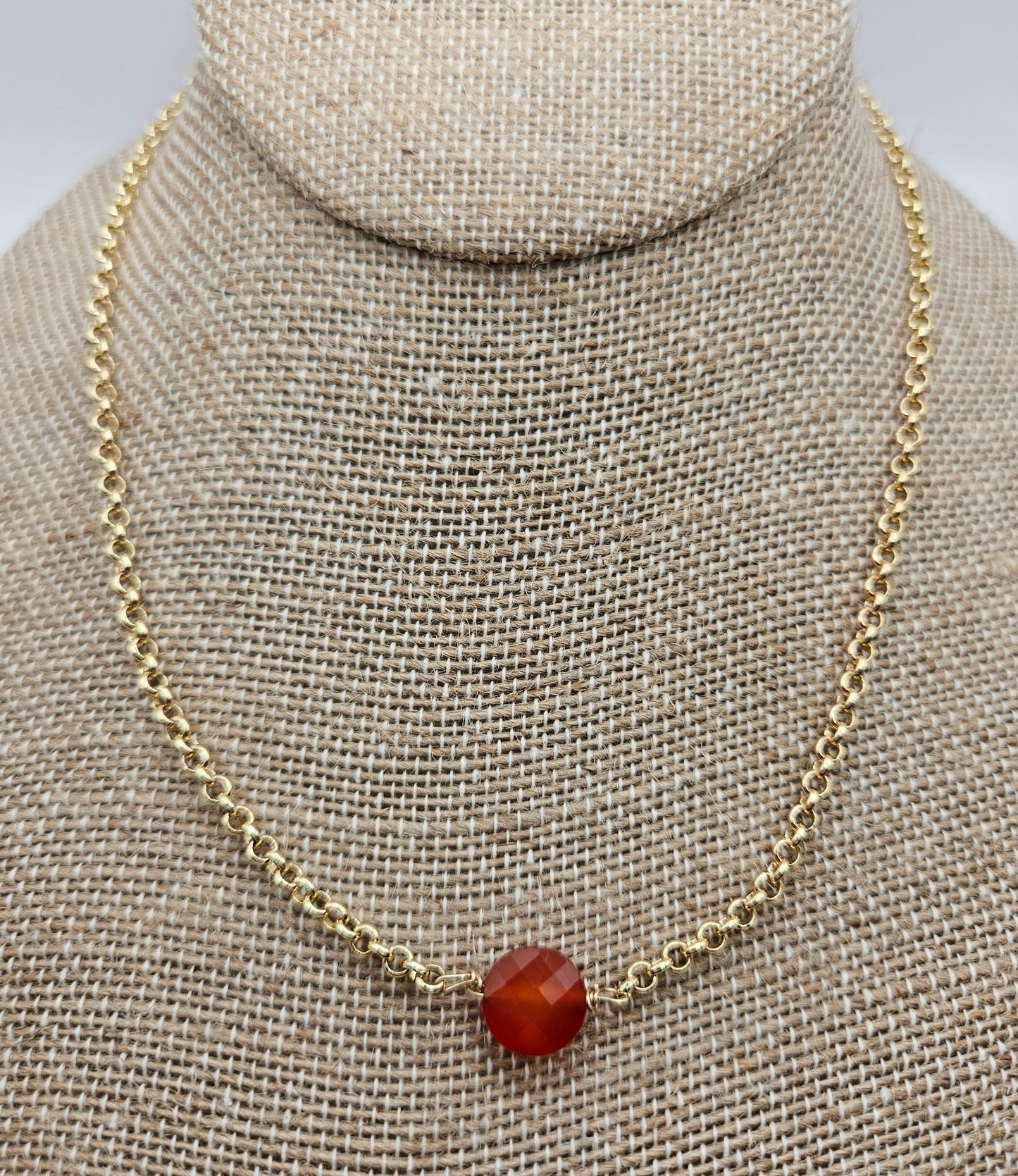 Genuine Carnelian 14k Gold Filled (white or yellow) Rolo Chain Necklace (Copy)