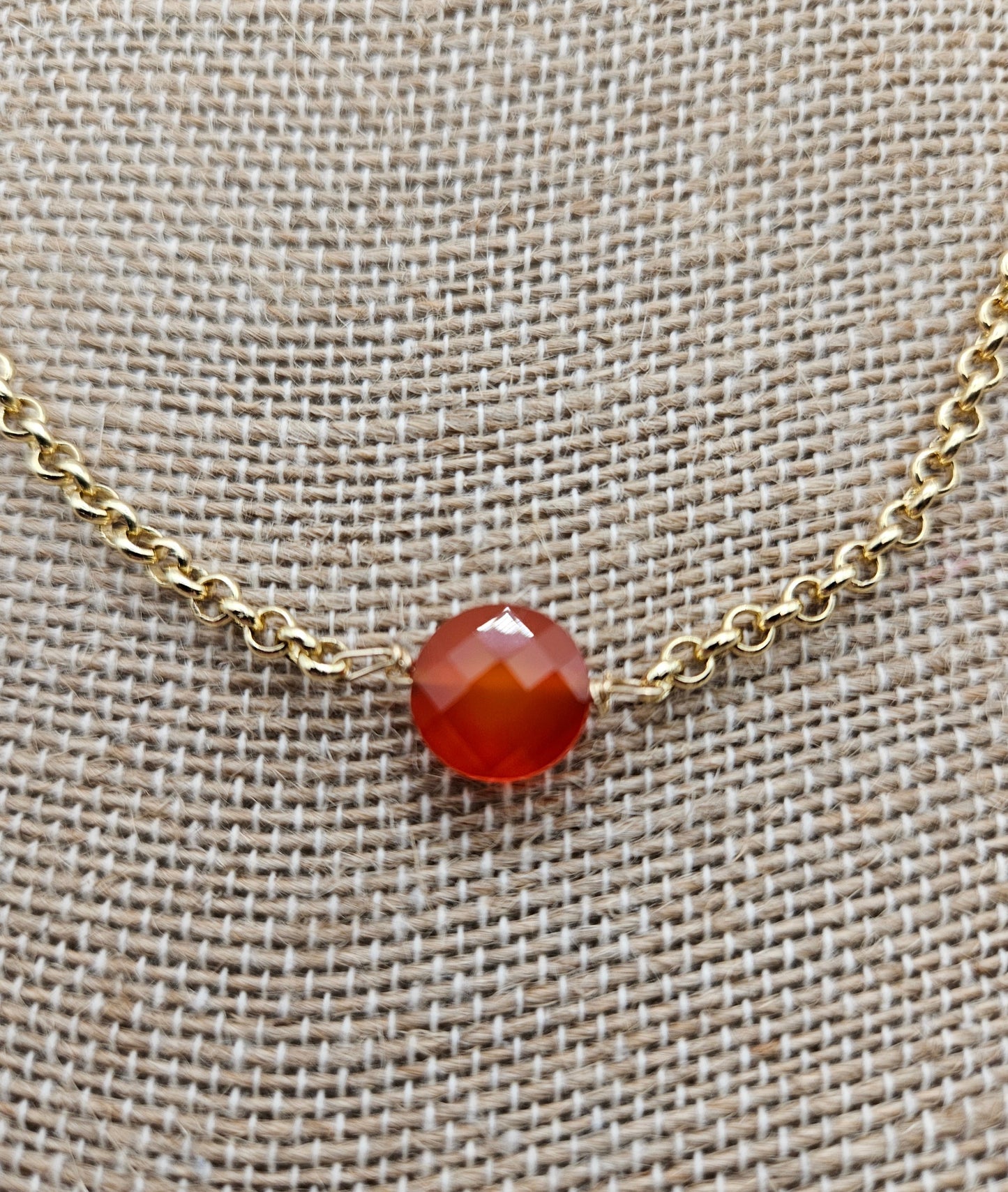 Genuine Carnelian 14k Gold Filled (white or yellow) Rolo Chain Necklace (Copy)