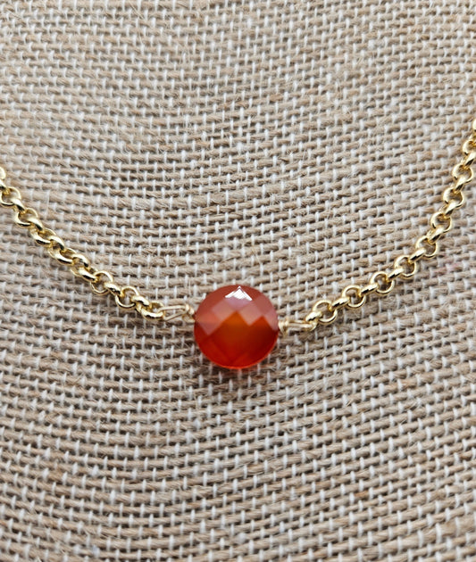 Genuine Carnelian 14k Gold Filled (white or yellow) Rolo Chain Necklace (Copy)