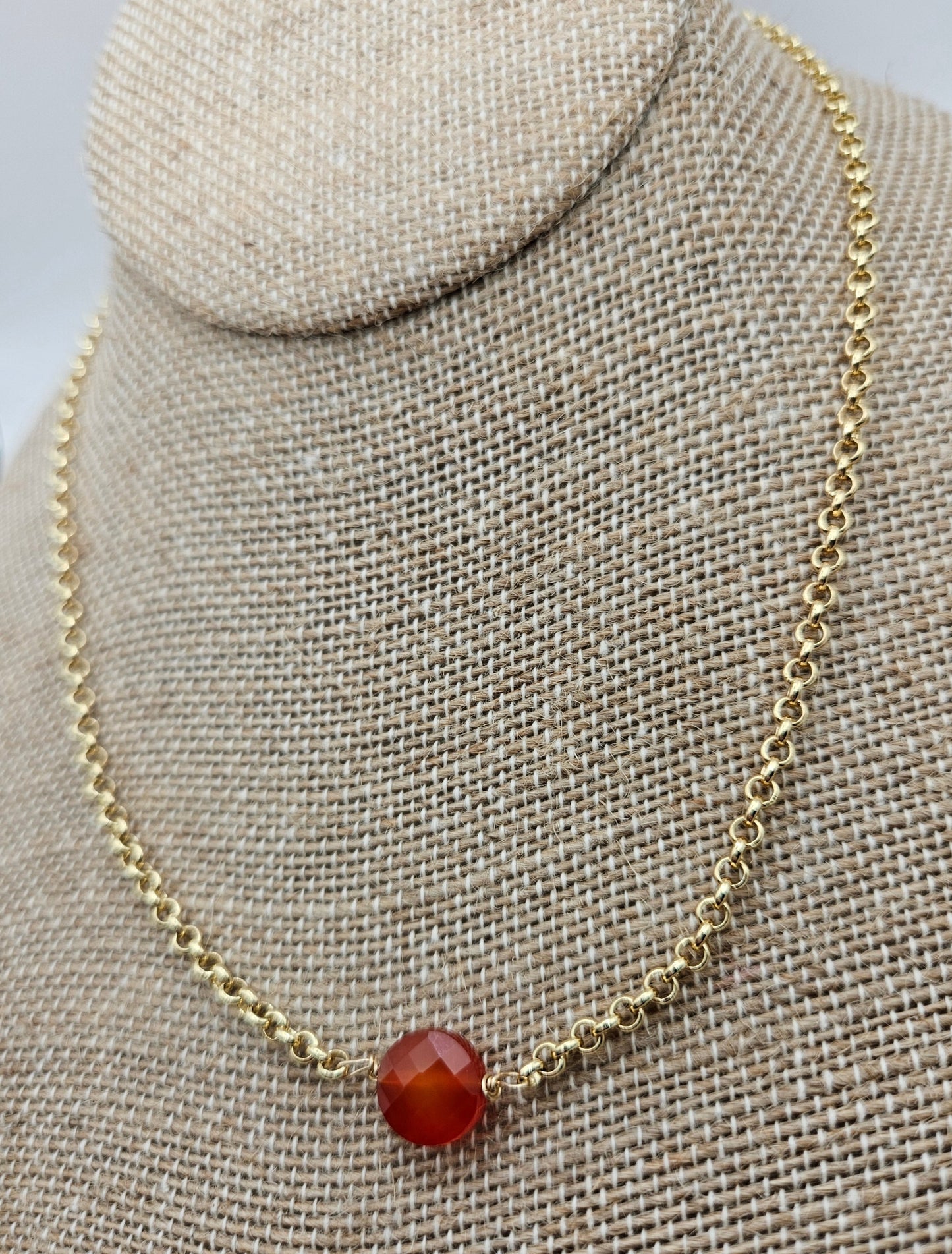 Genuine Carnelian 14k Gold Filled (white or yellow) Rolo Chain Necklace (Copy)