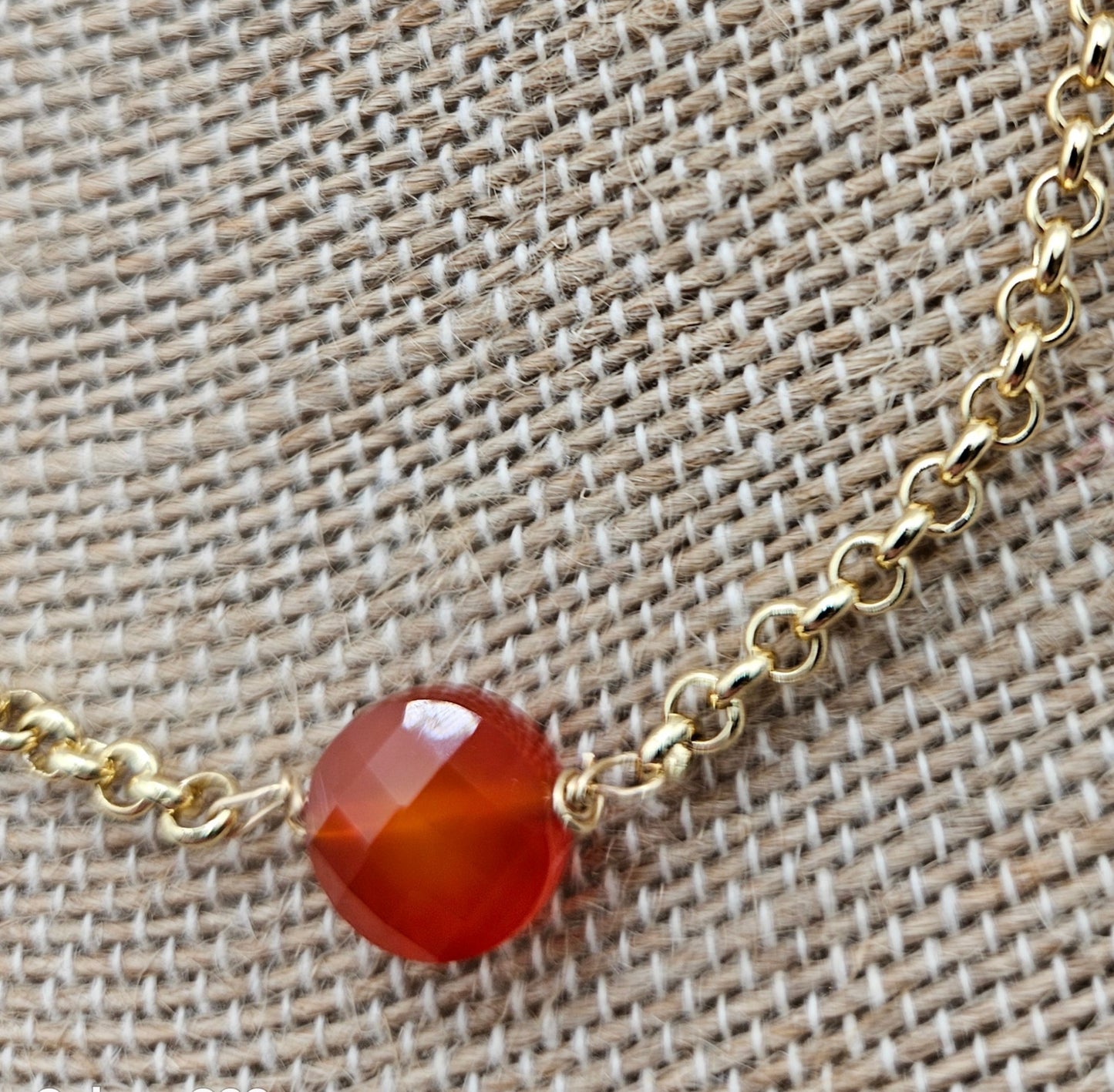 Genuine Carnelian 14k Gold Filled (white or yellow) Rolo Chain Necklace (Copy)