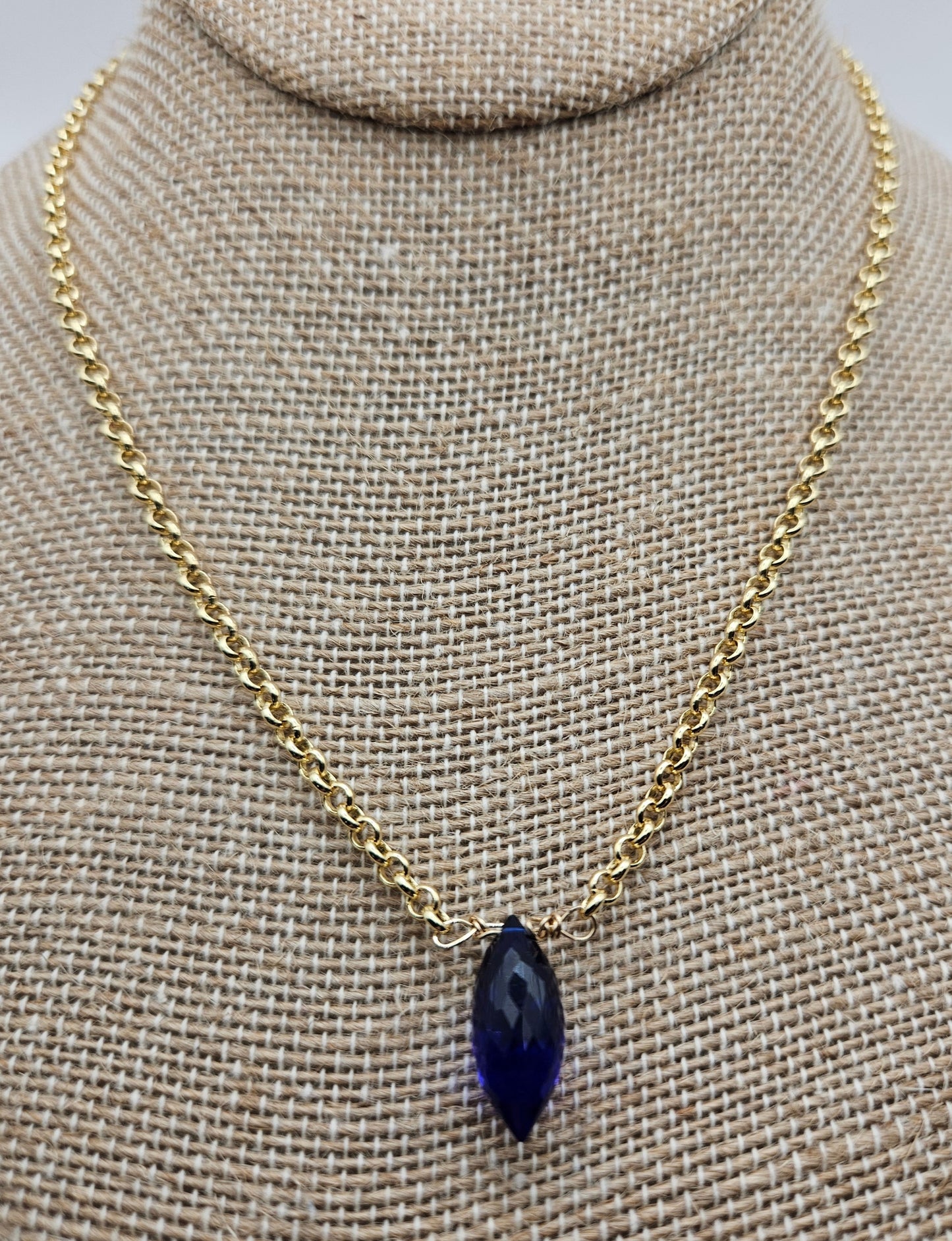 Genuine Kyanite on 14k Gold Filled (white or yellow) Rolo Chain Necklace