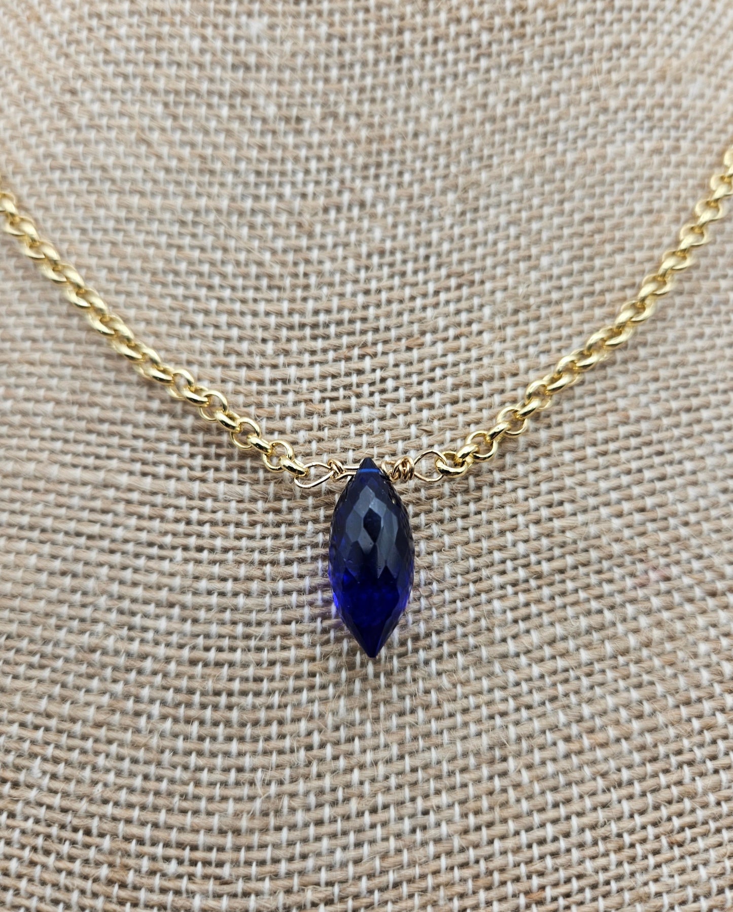 Genuine Kyanite on 14k Gold Filled (white or yellow) Rolo Chain Necklace