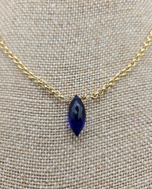 Genuine Kyanite on 14k Gold Filled (white or yellow) Rolo Chain Necklace