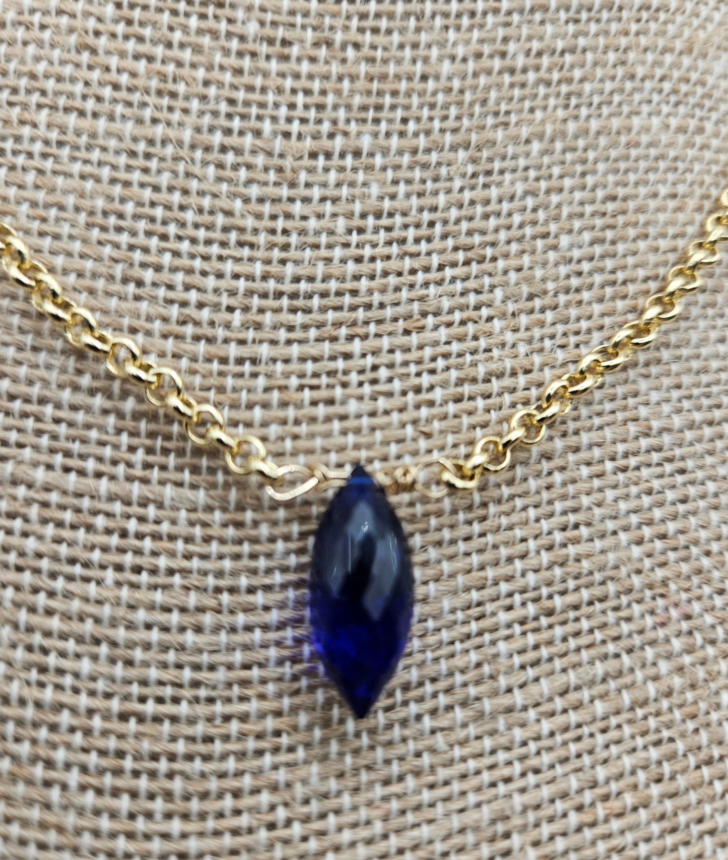 Genuine Kyanite on 14k Gold Filled (white or yellow) Rolo Chain Necklace