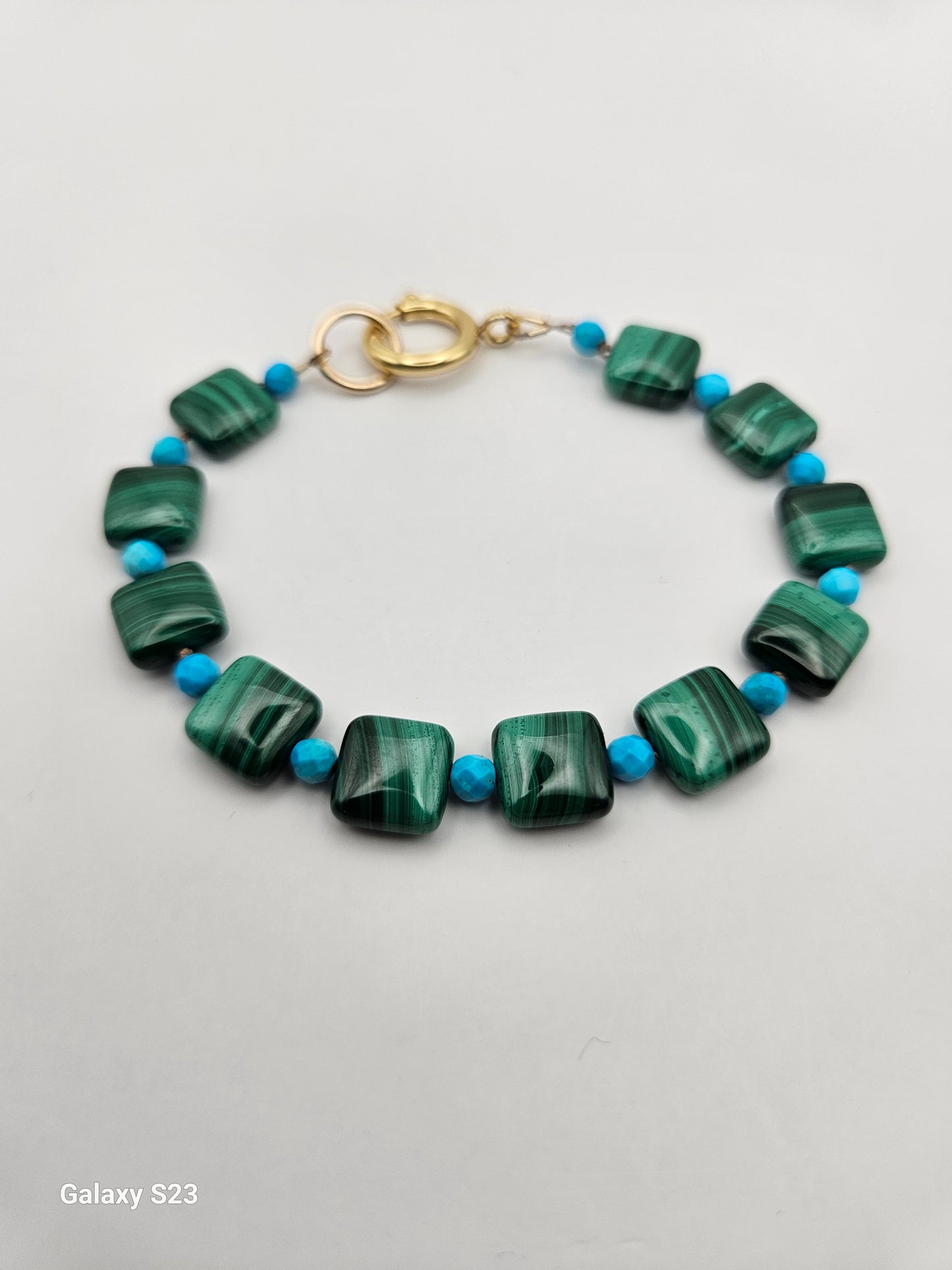 Genuine Malachite & Turquoise Beads w/ 14k Gold Filled Clasp (Handmade/NWT)