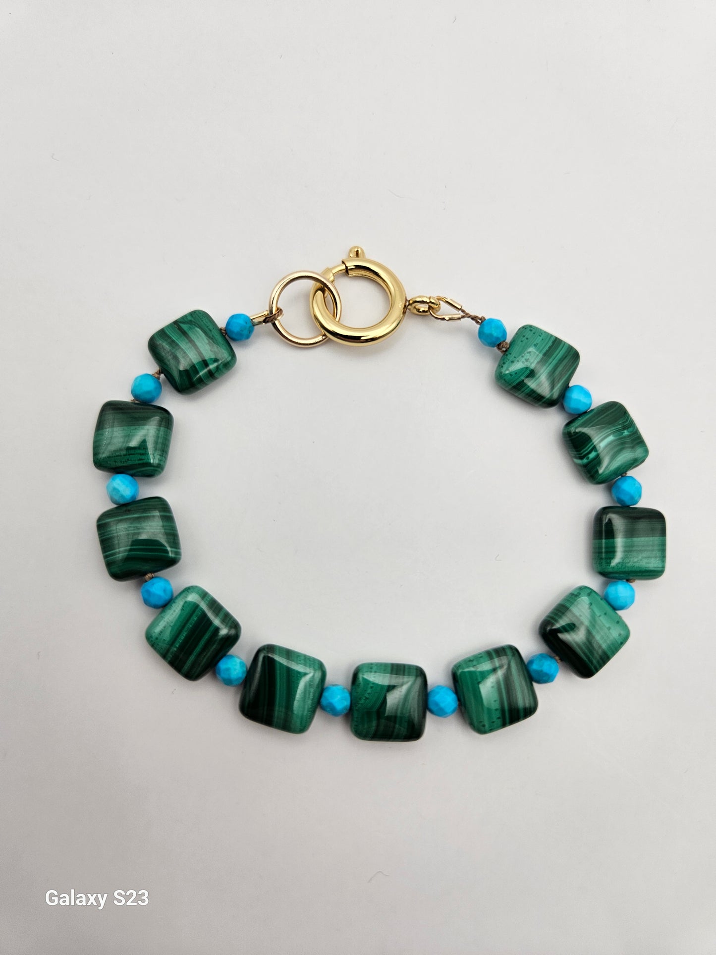 Genuine Malachite & Turquoise Beads w/ 14k Gold Filled Clasp (Handmade/NWT)