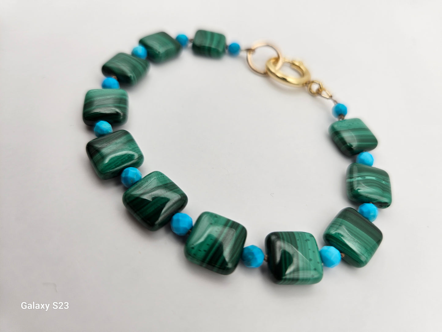 Genuine Malachite & Turquoise Beads w/ 14k Gold Filled Clasp (Handmade/NWT)