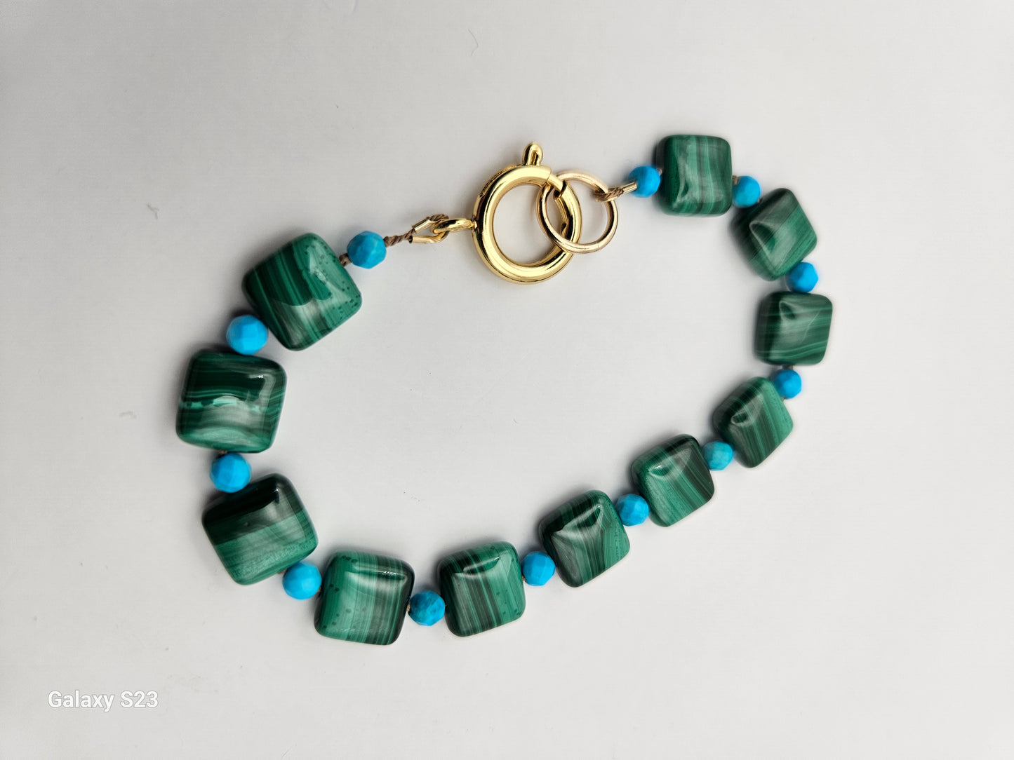 Genuine Malachite & Turquoise Beads w/ 14k Gold Filled Clasp (Handmade/NWT)