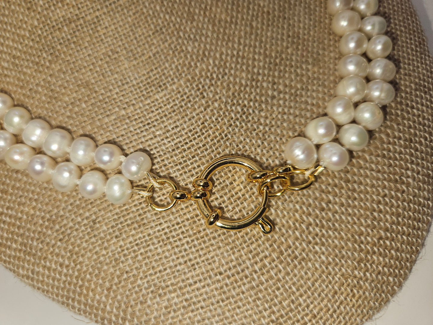 Vintage Chanel Hand Knotted Freshwater Pearl Double Strand 14k GF Necklace (adjustable)