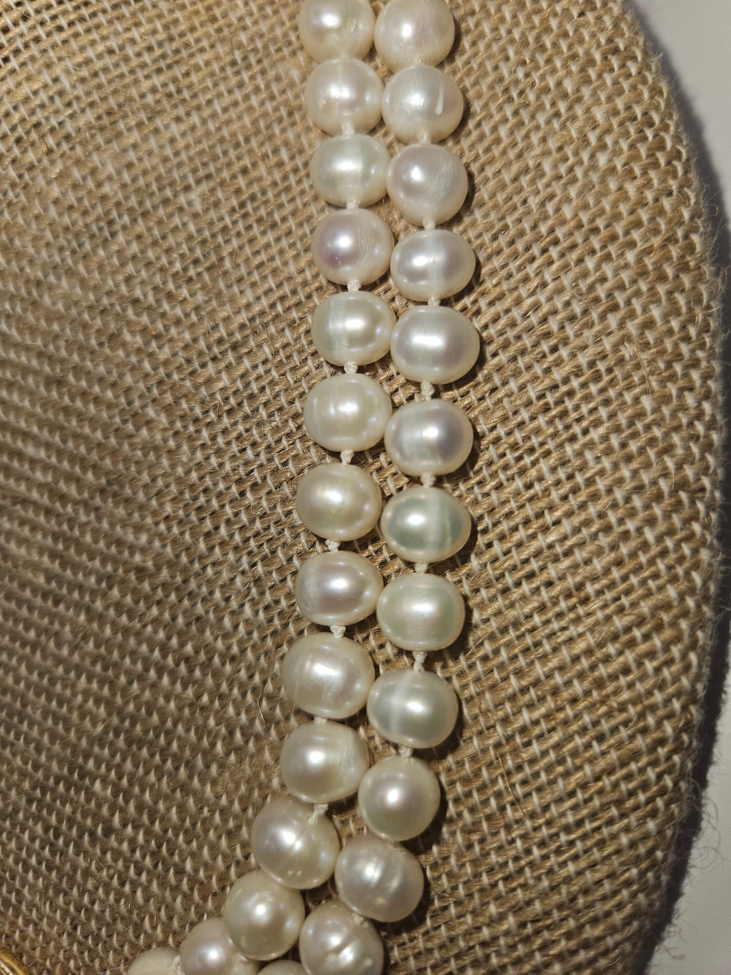 Vintage Chanel Hand Knotted Freshwater Pearl Double Strand 14k GF Necklace (adjustable)