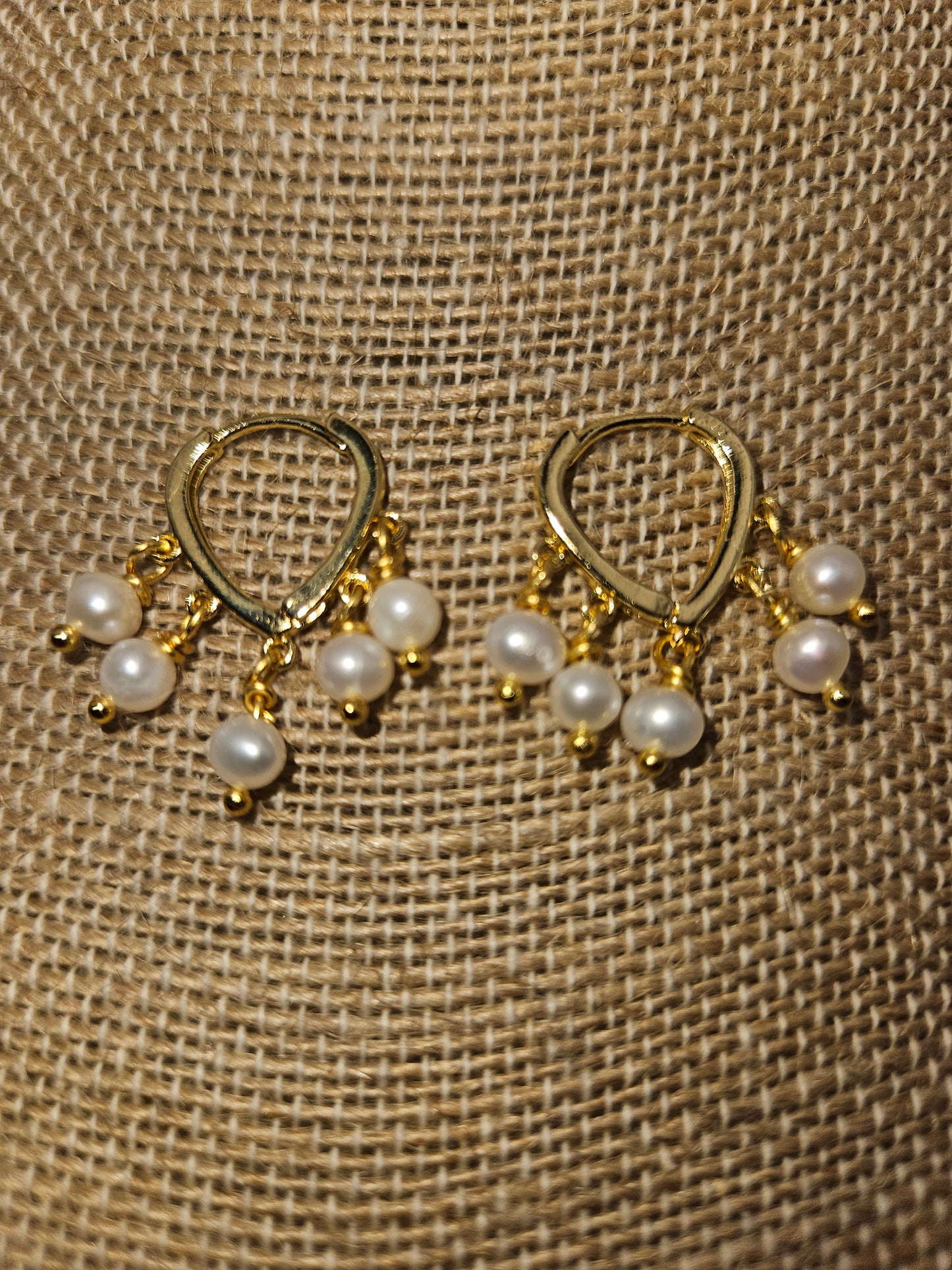 14k Gold Filled Freshwater Pearl Dangler Huggie Earrings