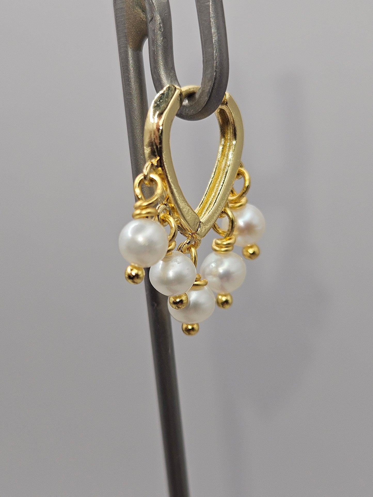 14k Gold Filled Freshwater Pearl Dangler Huggie Earrings