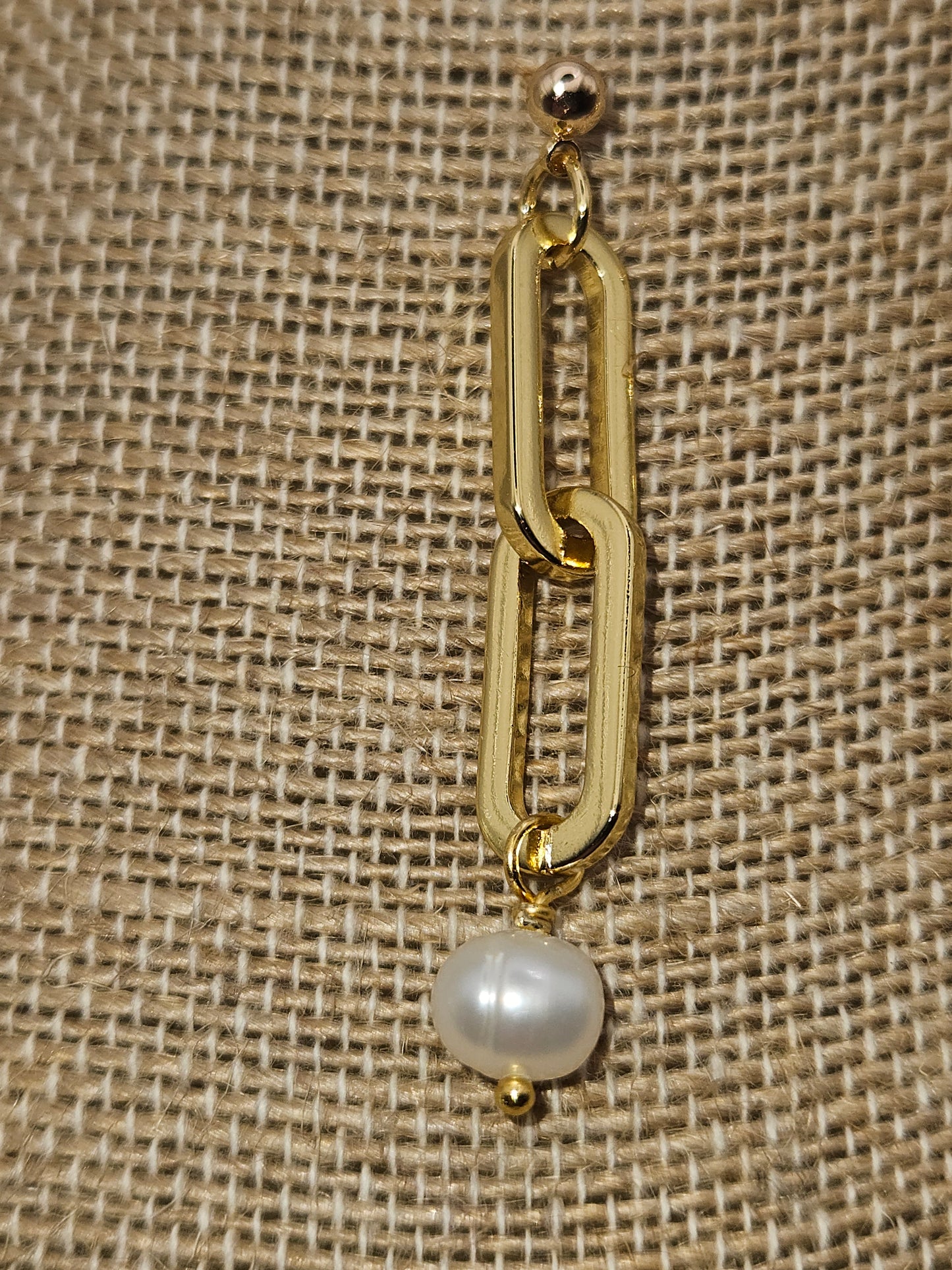 14k Gold Filled Freshwater Pearl Chain Link Drop Earrings