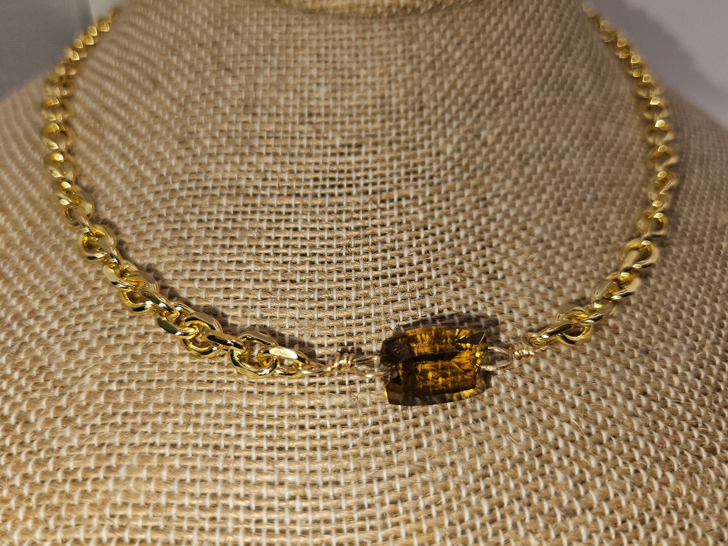 Cognac Citrine on 14kgf Chunky Chain (L adjustable, will customize free of charge)
