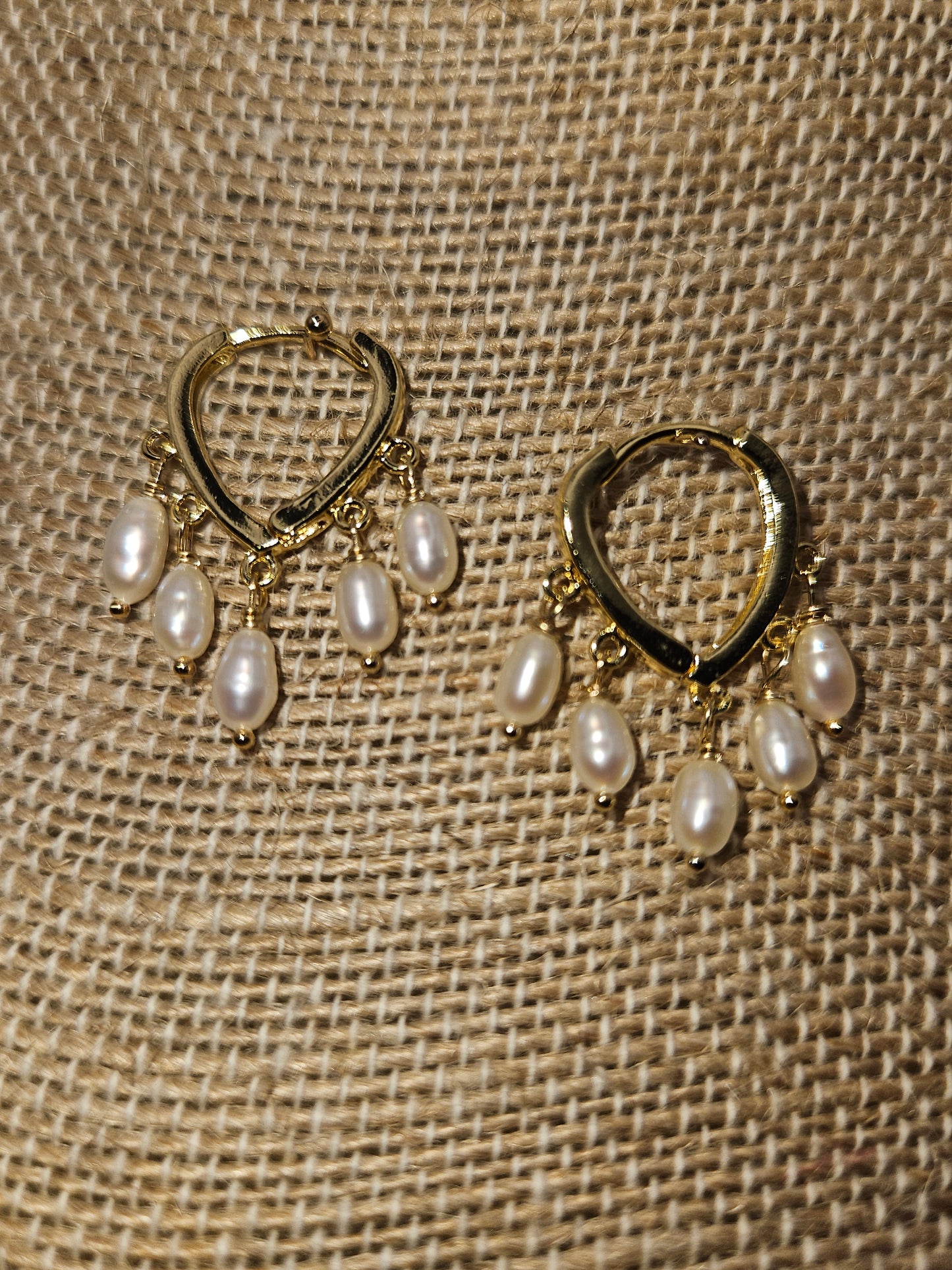 14k Gold Filled Freshwater Pearl Dangler Huggie Earrings