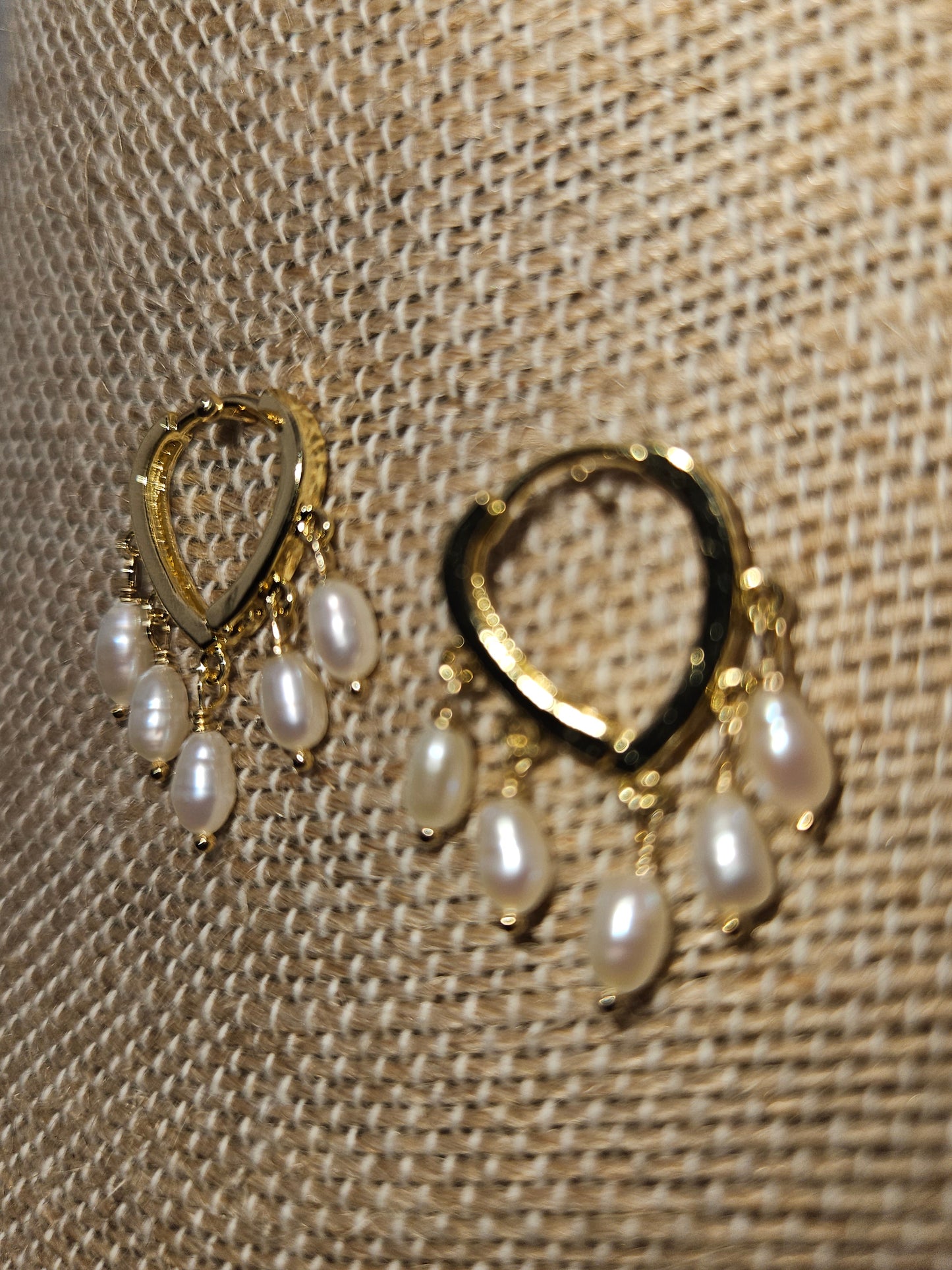 14k Gold Filled Freshwater Pearl Dangler Huggie Earrings