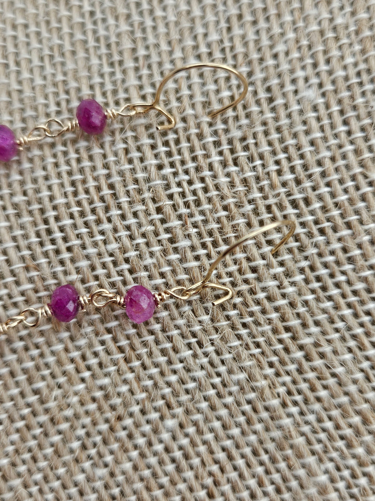 14k Gold Filled Natural Ruby Long Drop Earrings