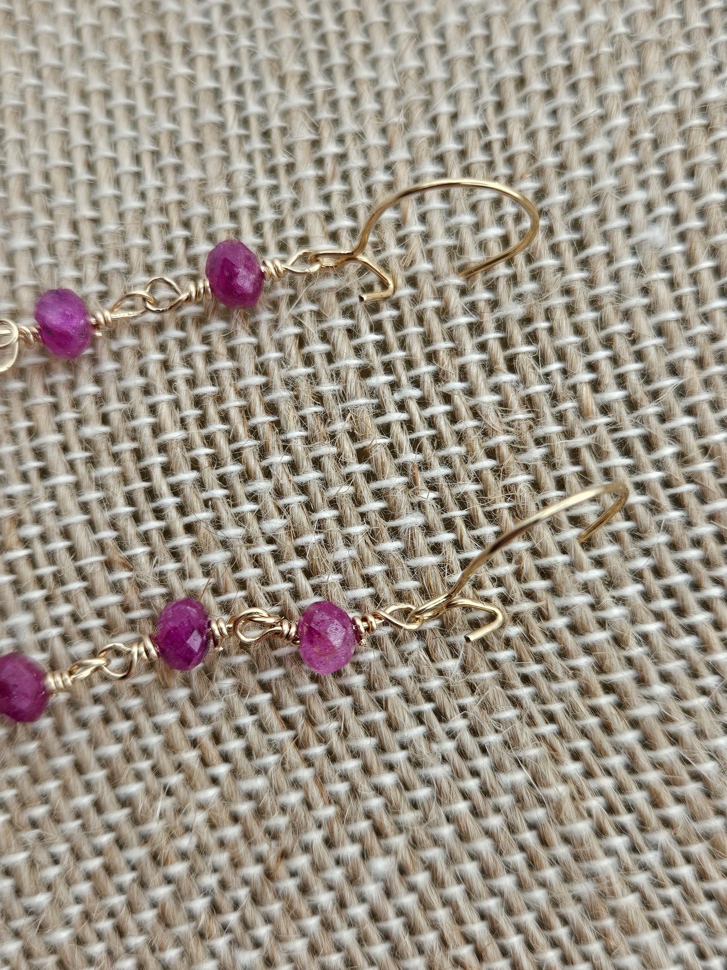 14k Gold Filled Natural Ruby Long Drop Earrings