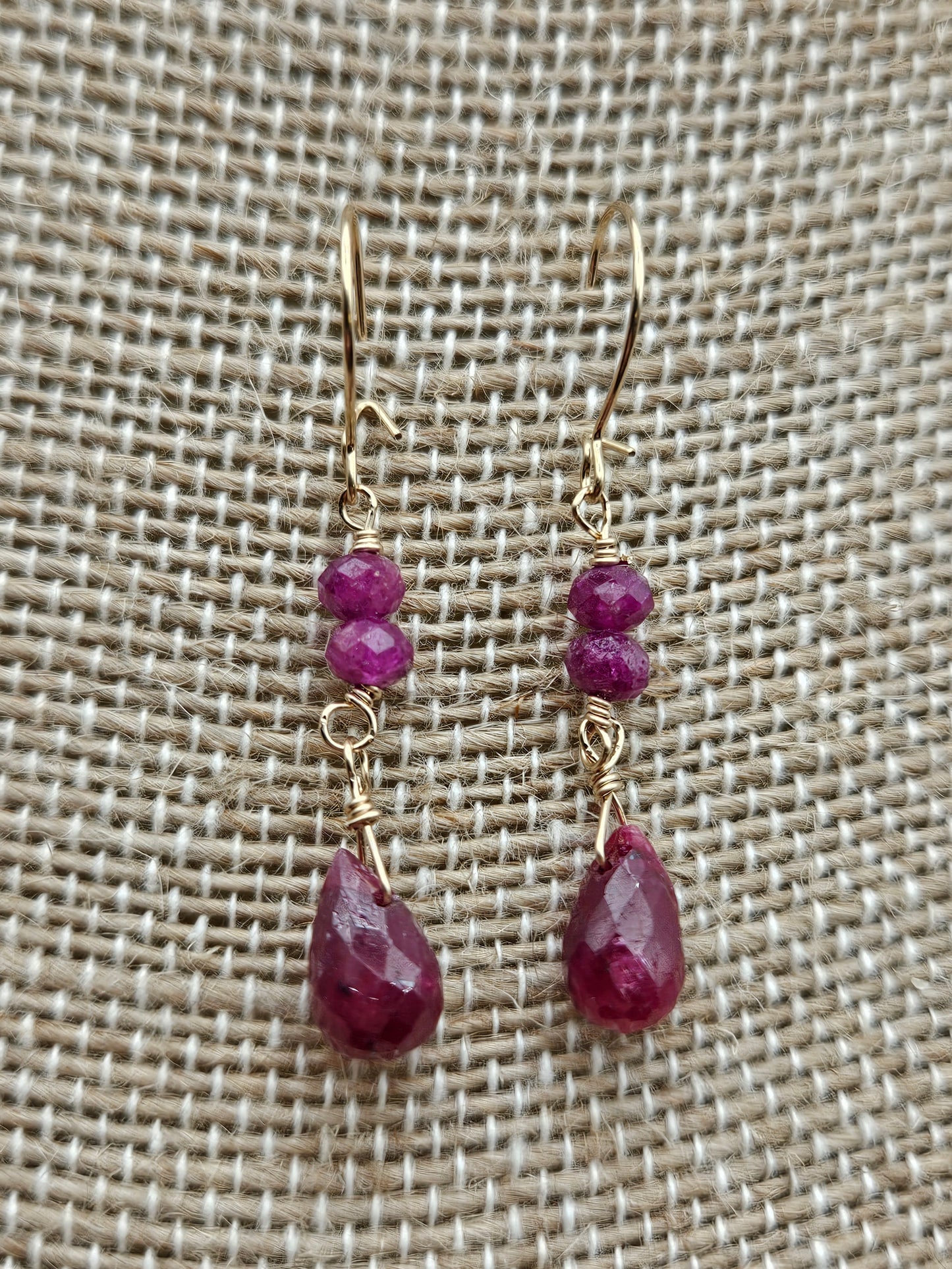 14k Gold Filled Faceted Natural Ruby Drop Earrings