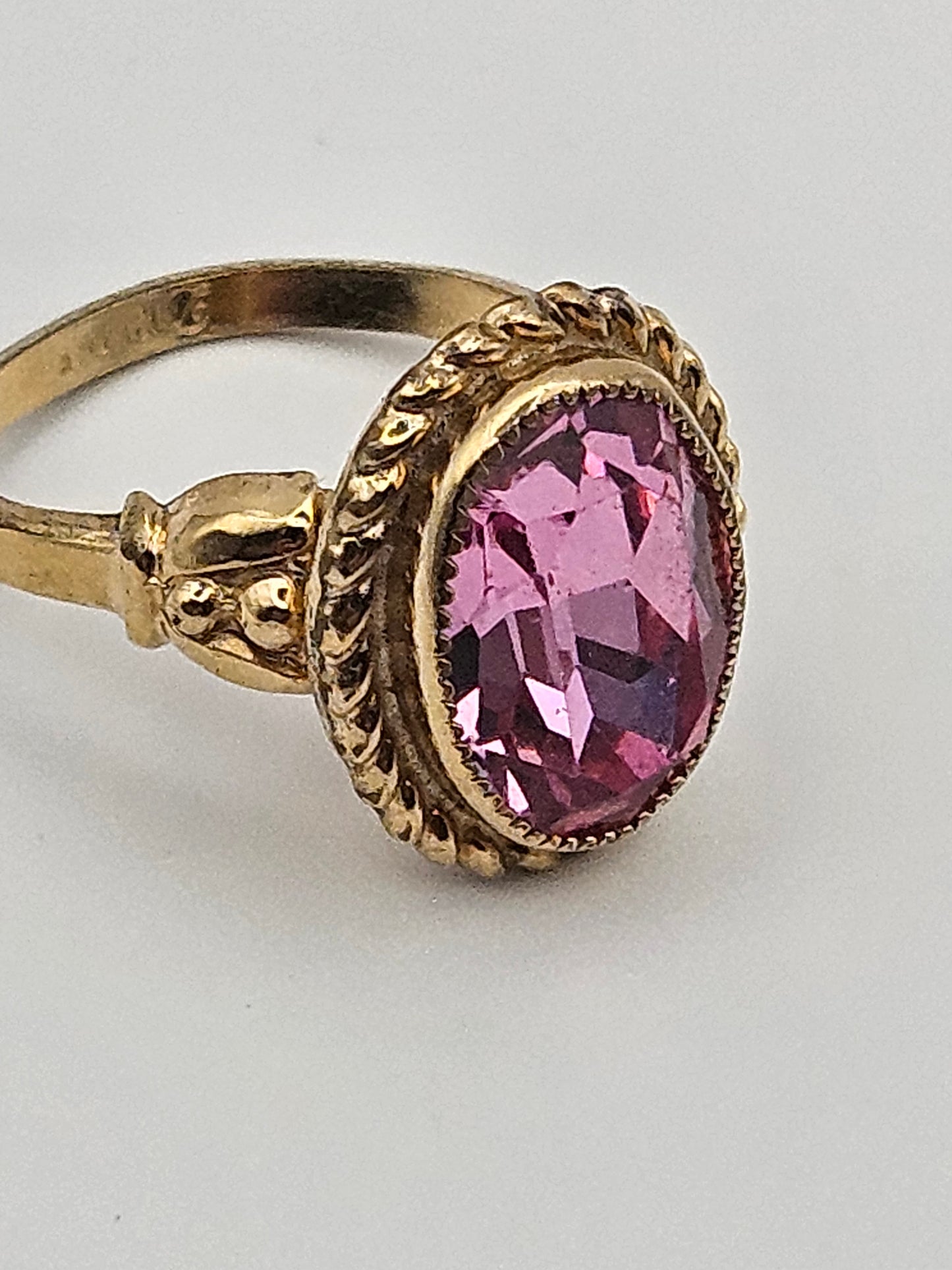 Vintage 1950's Pink Tourmaline 12k Gold Filled Adjustable Dane Craft Ring