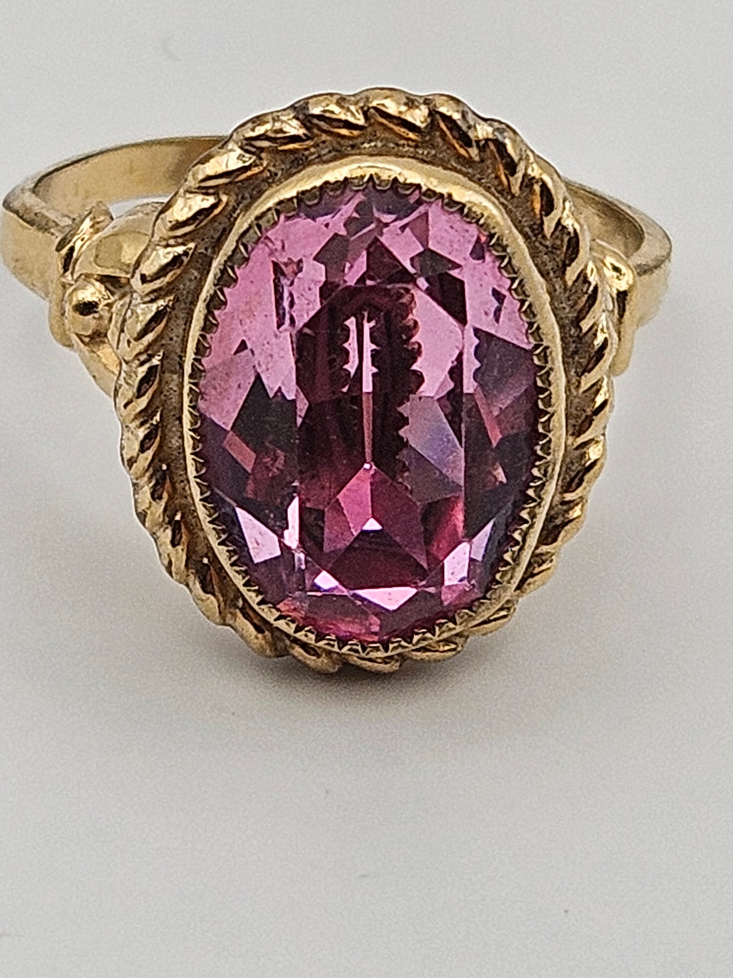 Vintage 1950's Pink Tourmaline 12k Gold Filled Adjustable Dane Craft Ring