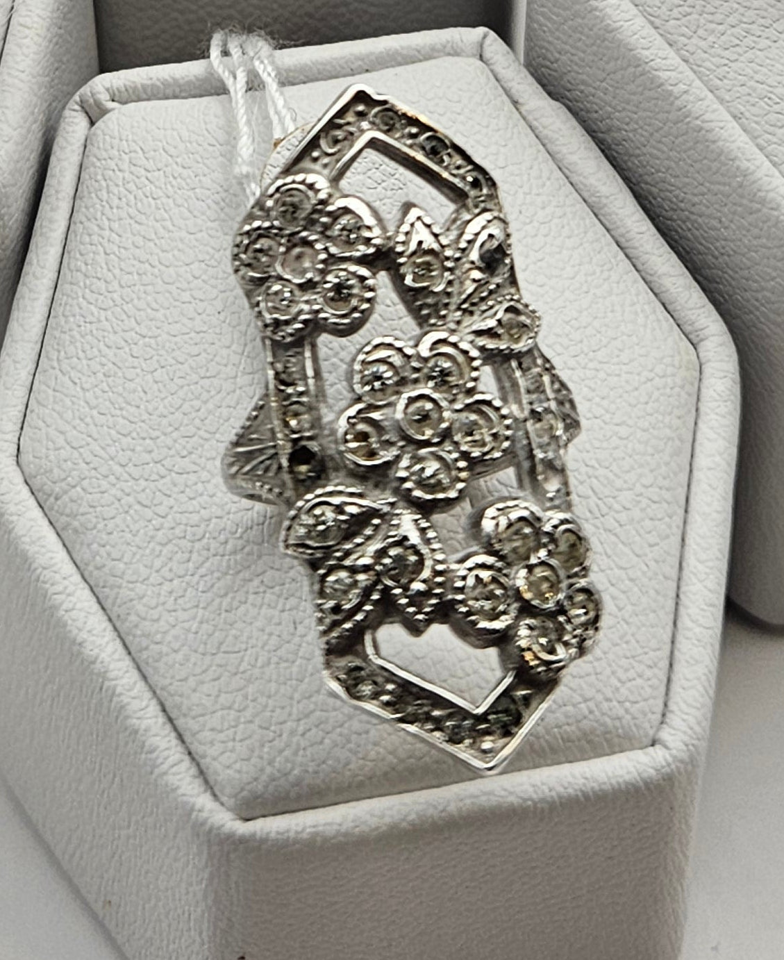Antique Edwardian Floral Design Sterling Silver Ring