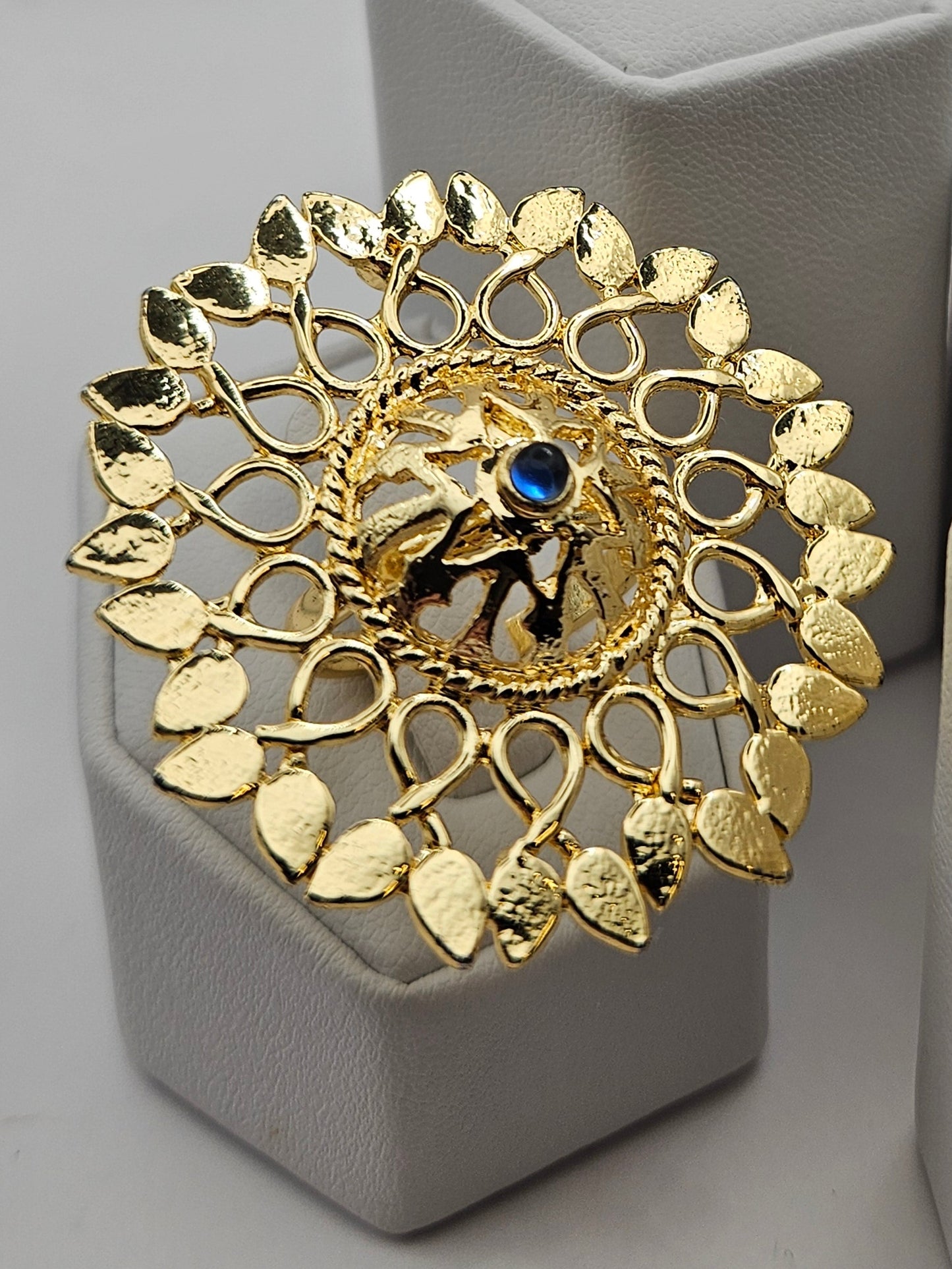 Vintage 1930's 12k GF Blue Sapphire Statement Adjustable Ring
