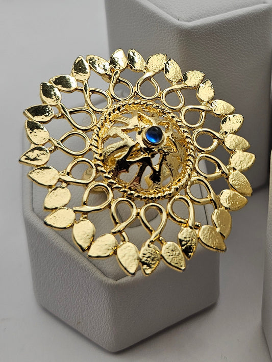 Vintage 1930's 12k GF Blue Sapphire Statement Adjustable Ring