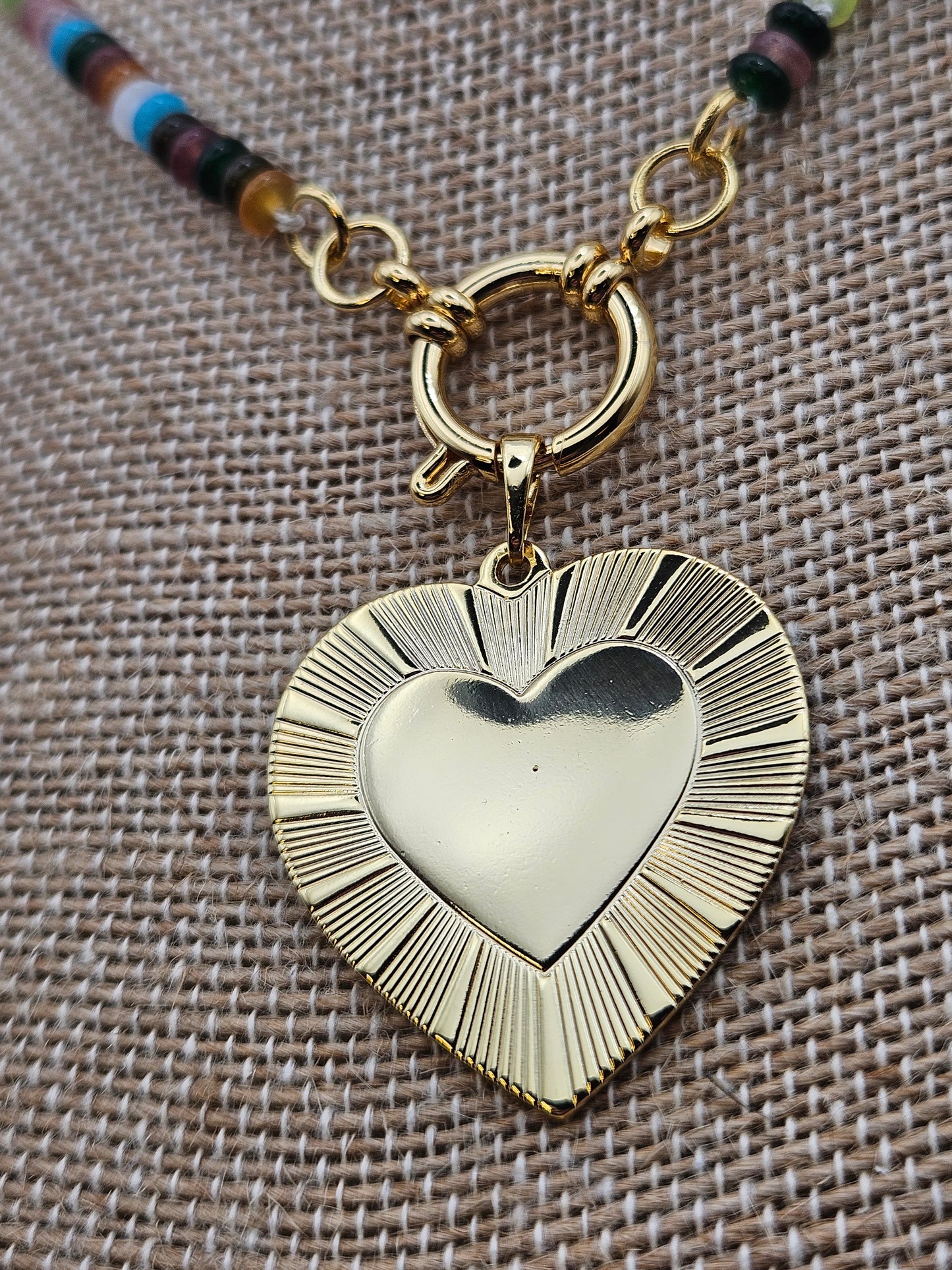 14k GF Multi-Color Jade Charm Clasp Necklace